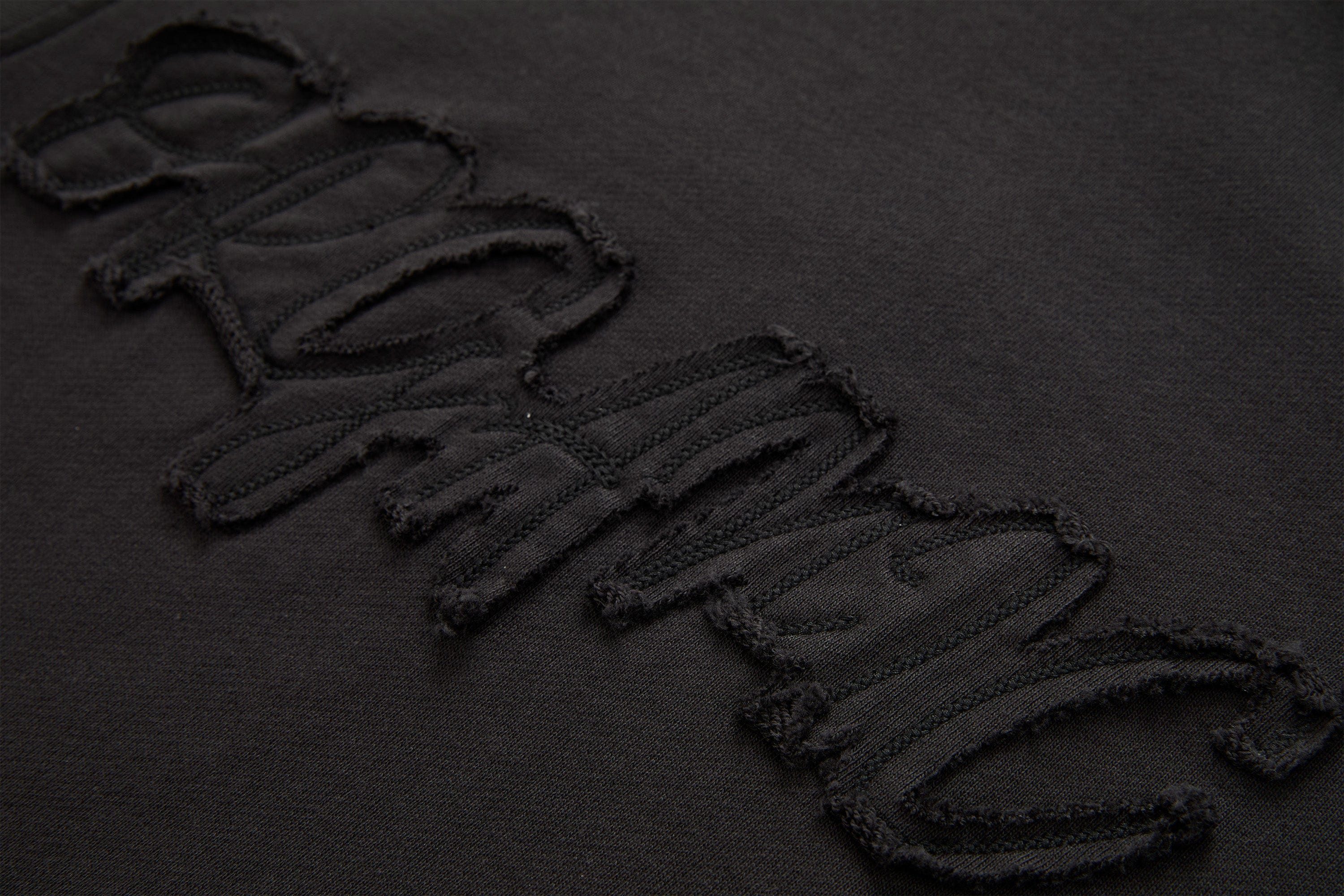 ORGANIC EMOTION Asymmetrical Hem LOGO Embroidered Hoodie