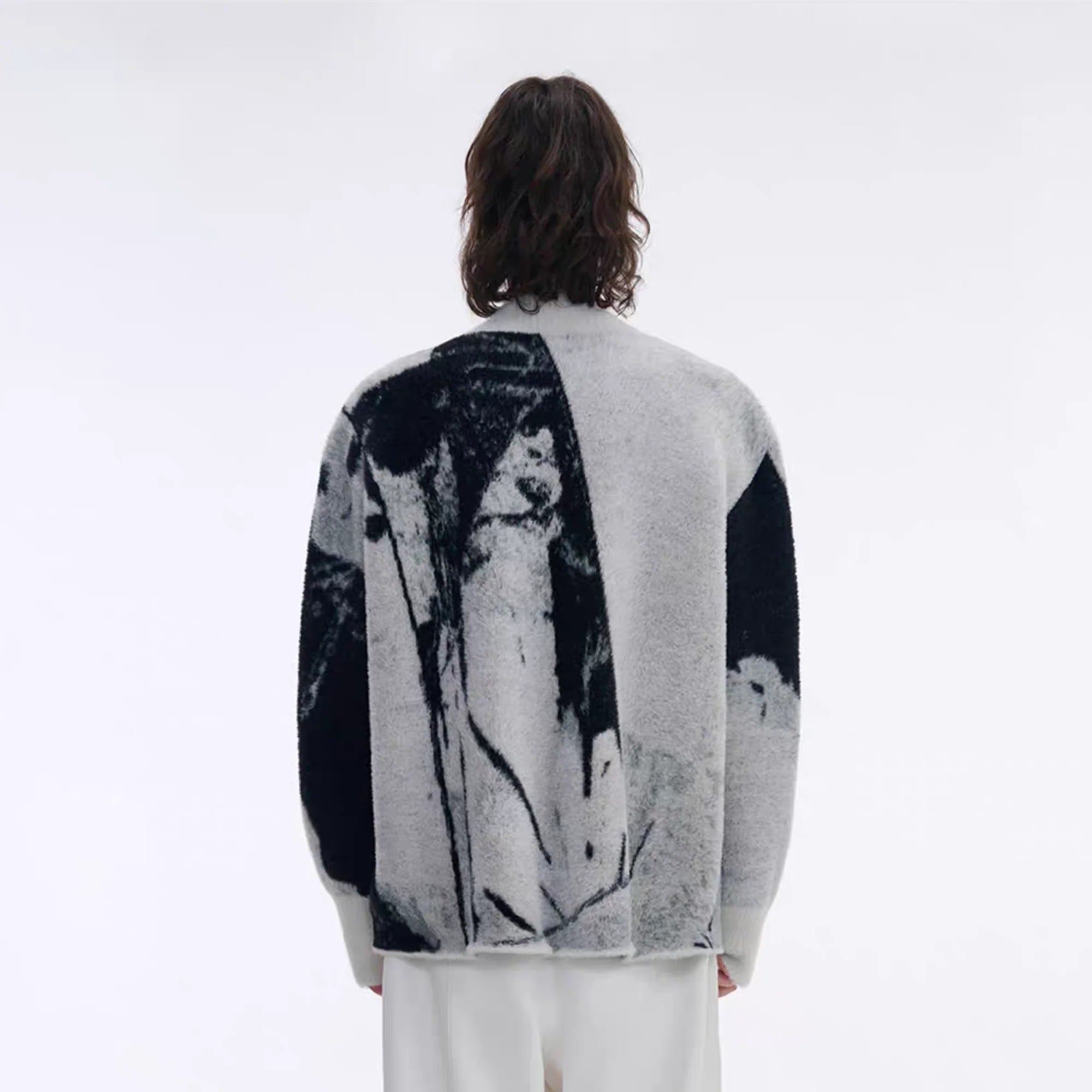 TIWILLTANG Faux-Mink Graphic Knit Jacket