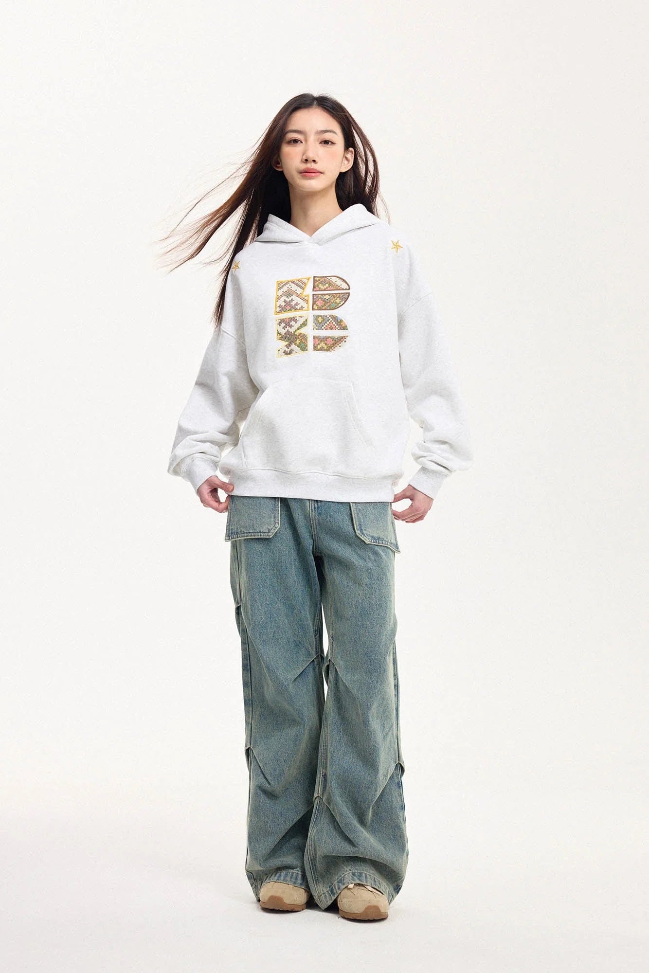 BONELESS Tribal Jacquard LOGO Patch Embroidered Hoodie