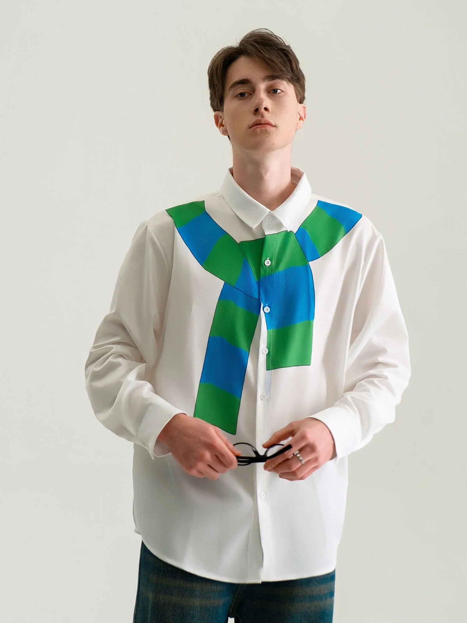 WIID Knotted Scarf Graphic Shirt