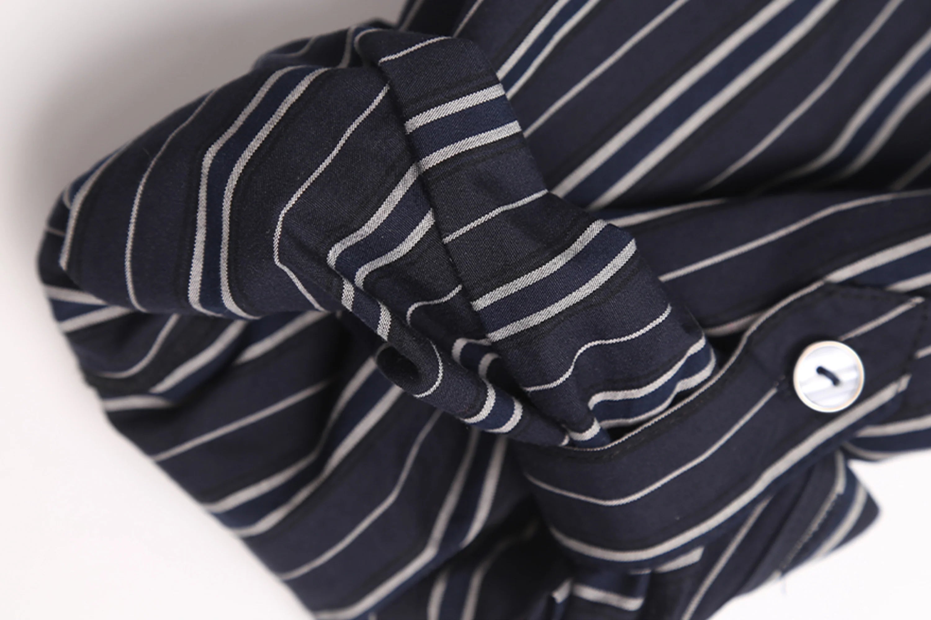 TRECLUB Striped Embroidered Drawstring-Waist Shirt
