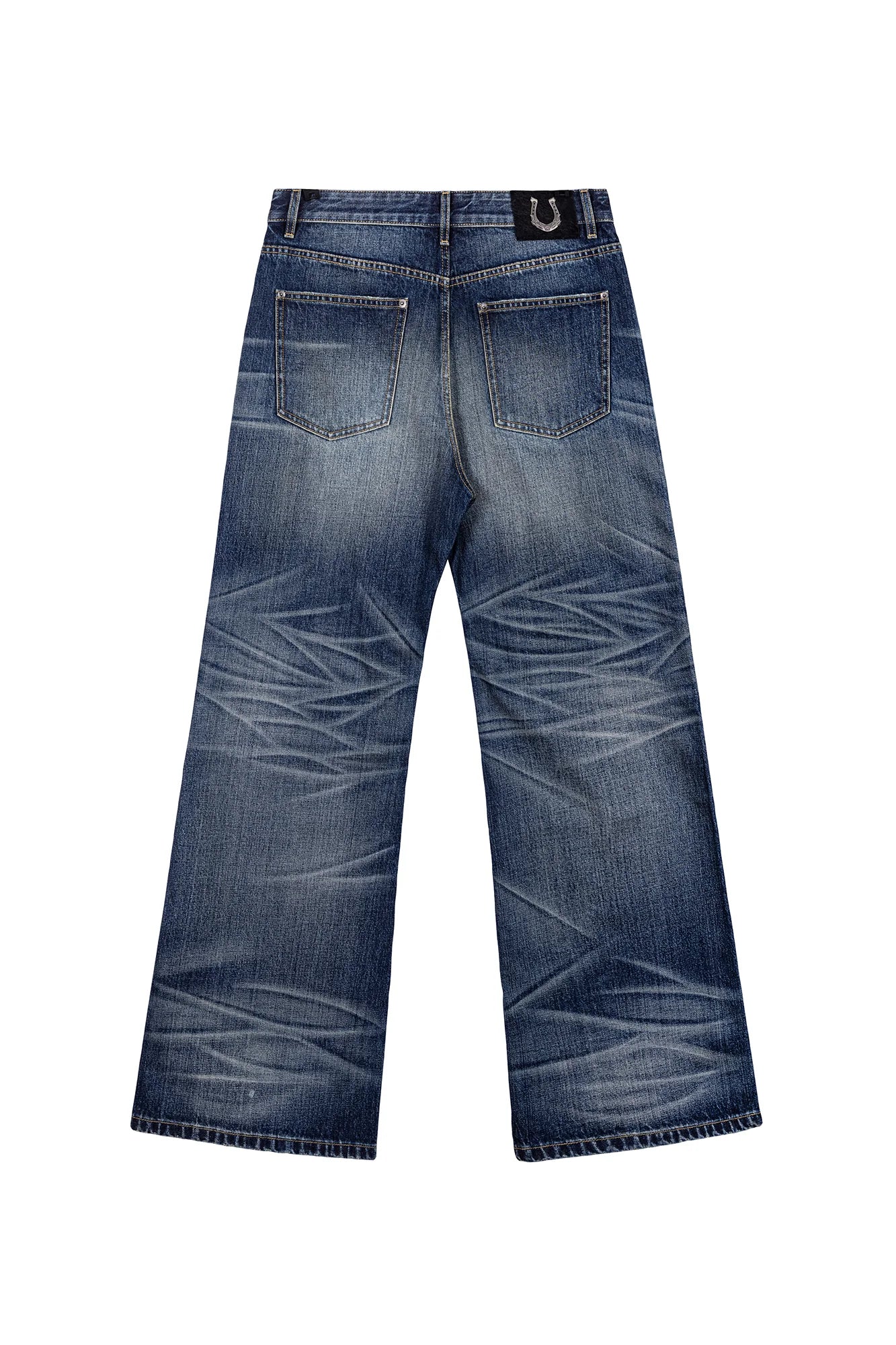 CATSSTAC Distressed Wrinkled Washed Wide-Leg Jeans