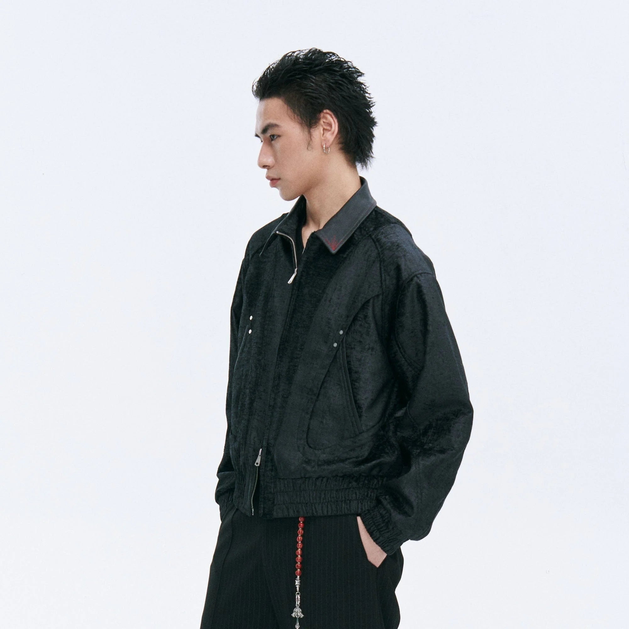 CATSSTAC Velvet Leather-Collar Elastic Jacket