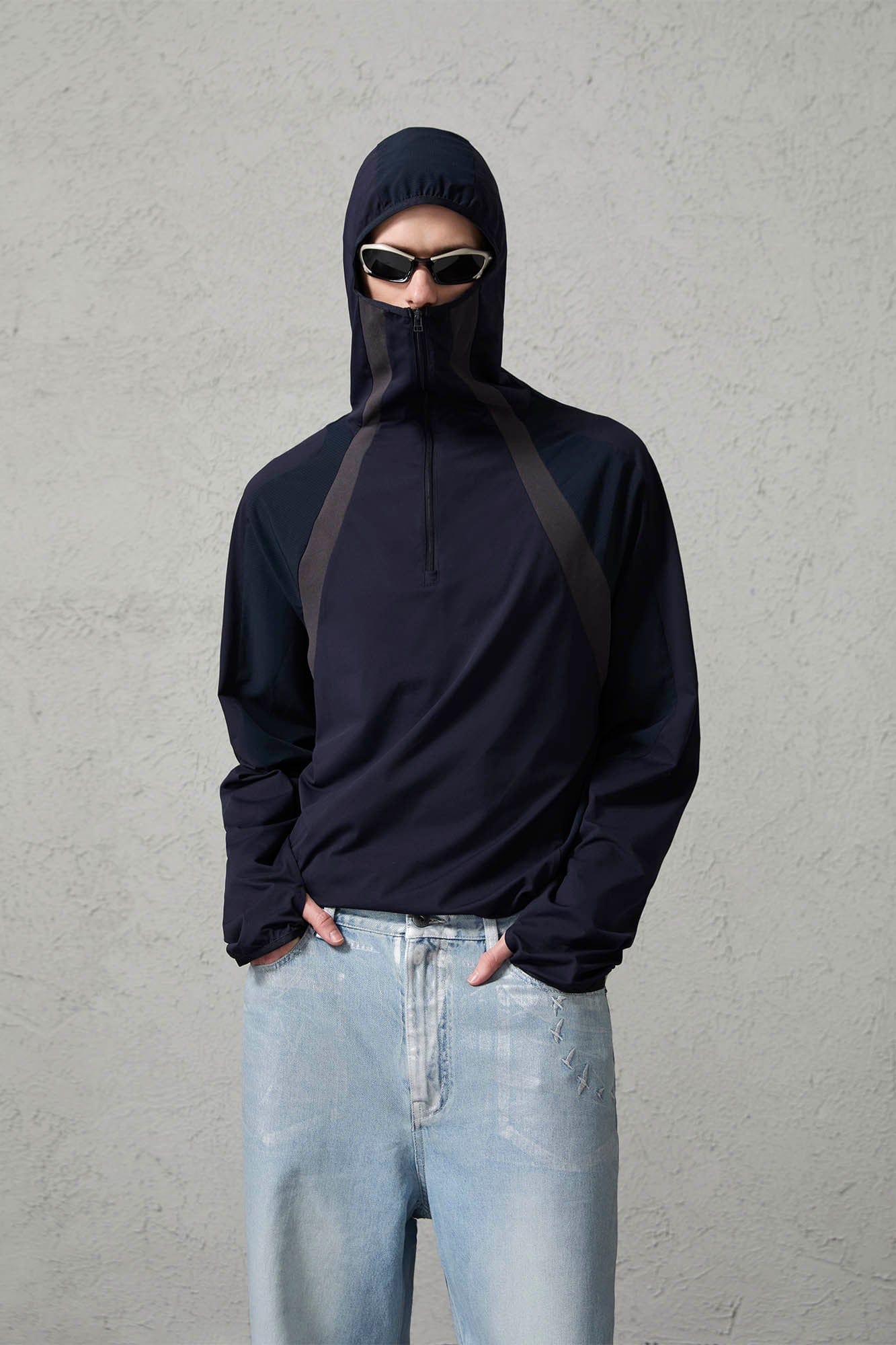 ORGANIC EMOTION Contrast Spliced Hooded Sorona Pullover Jacket