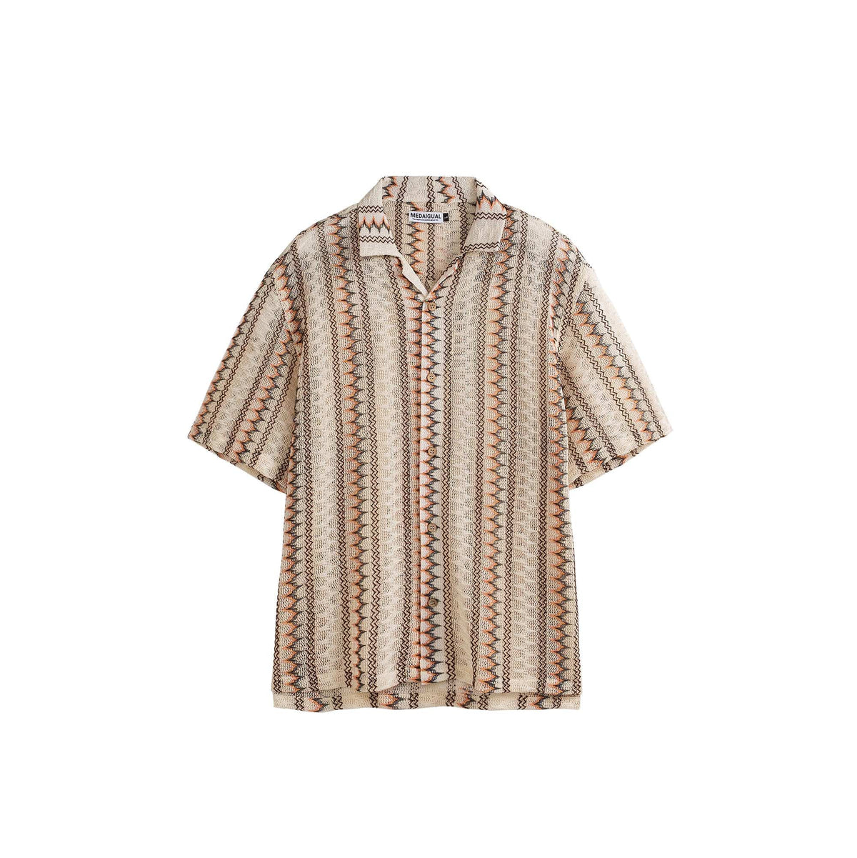 ME DA IGUAL Geometric Ripple Crochet Half Shirt