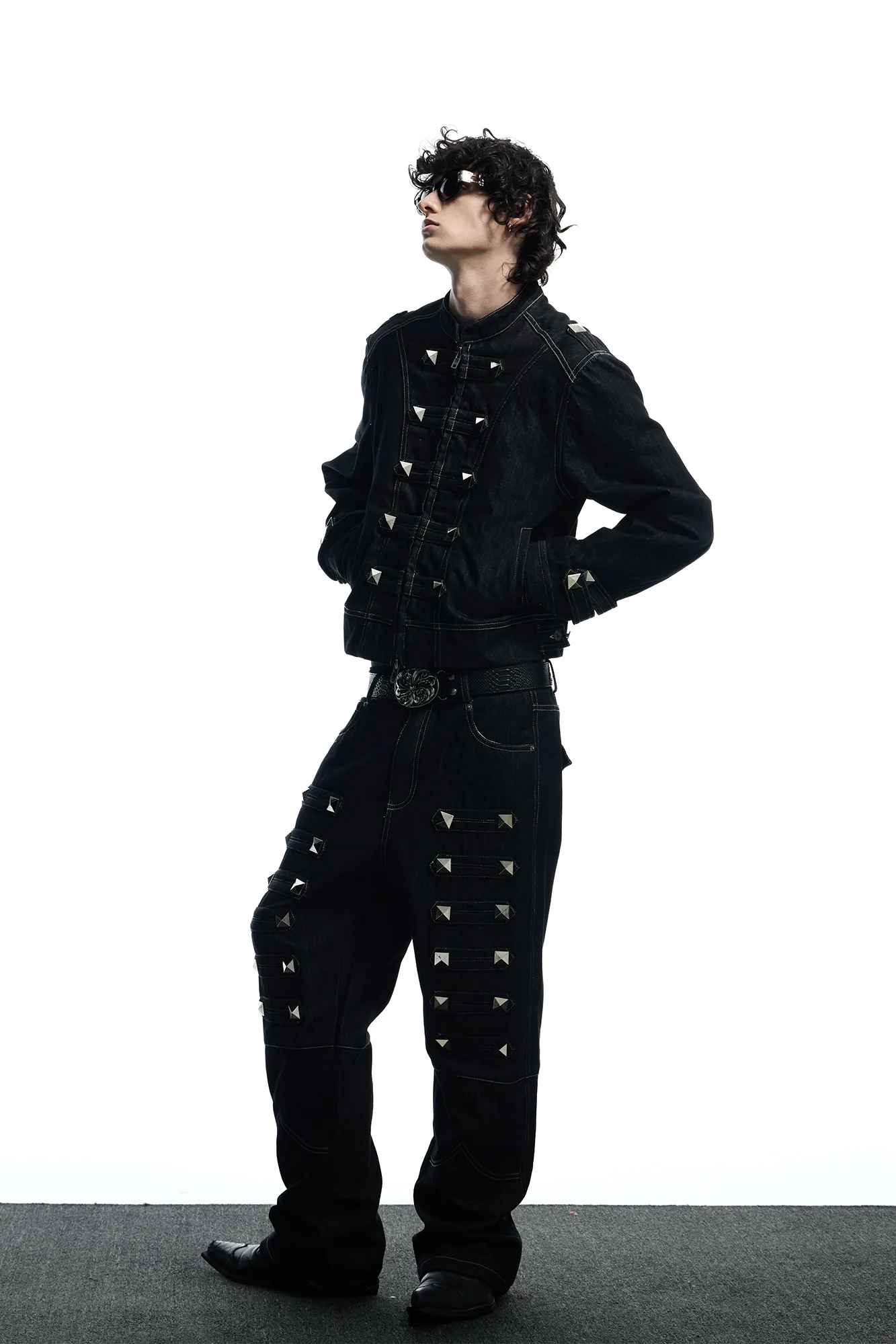 DND4DES Studded Raw Denim Flare Jeans