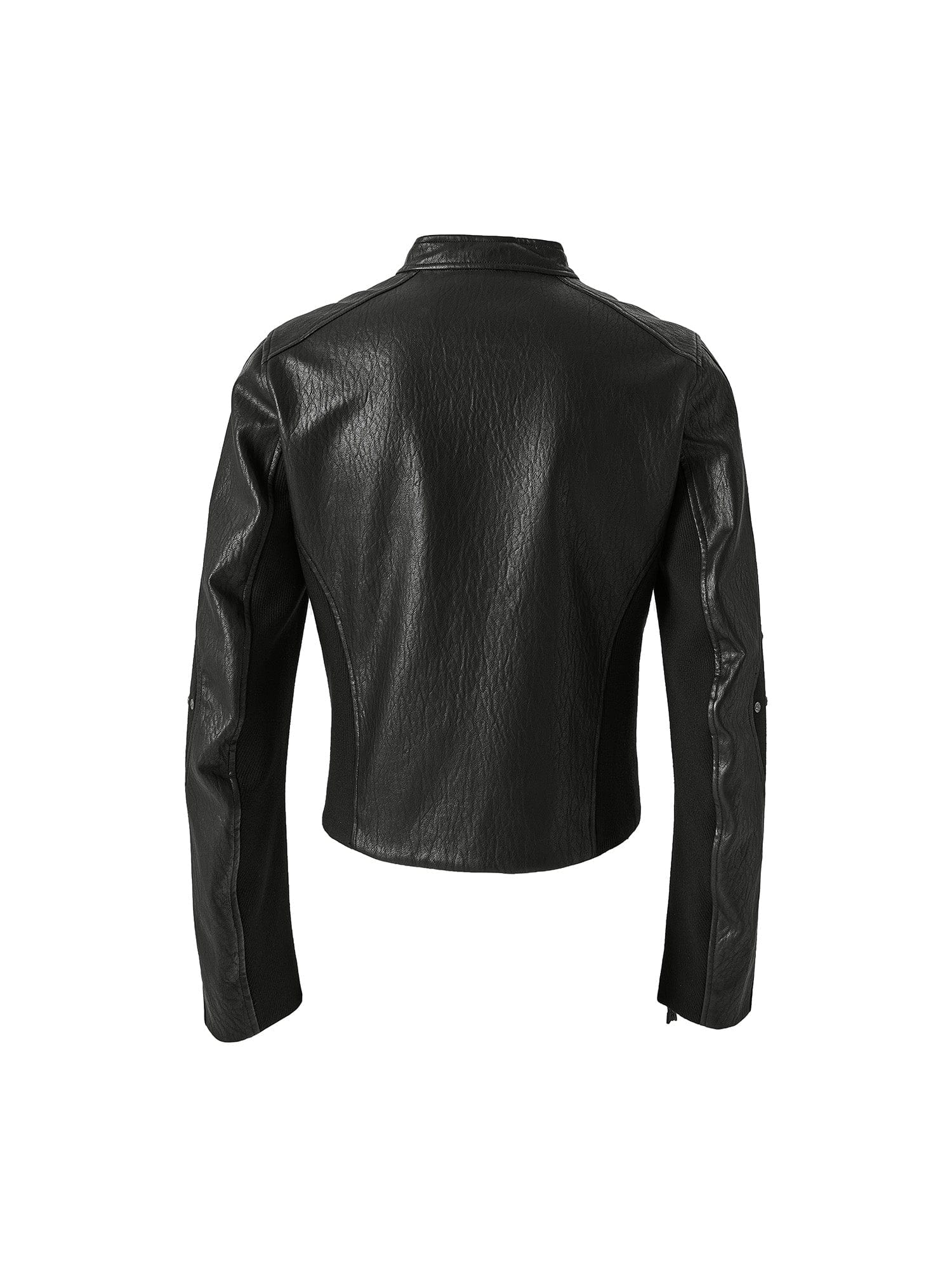 FLYERRER Structured Panel Faux Leather Biker Jacket