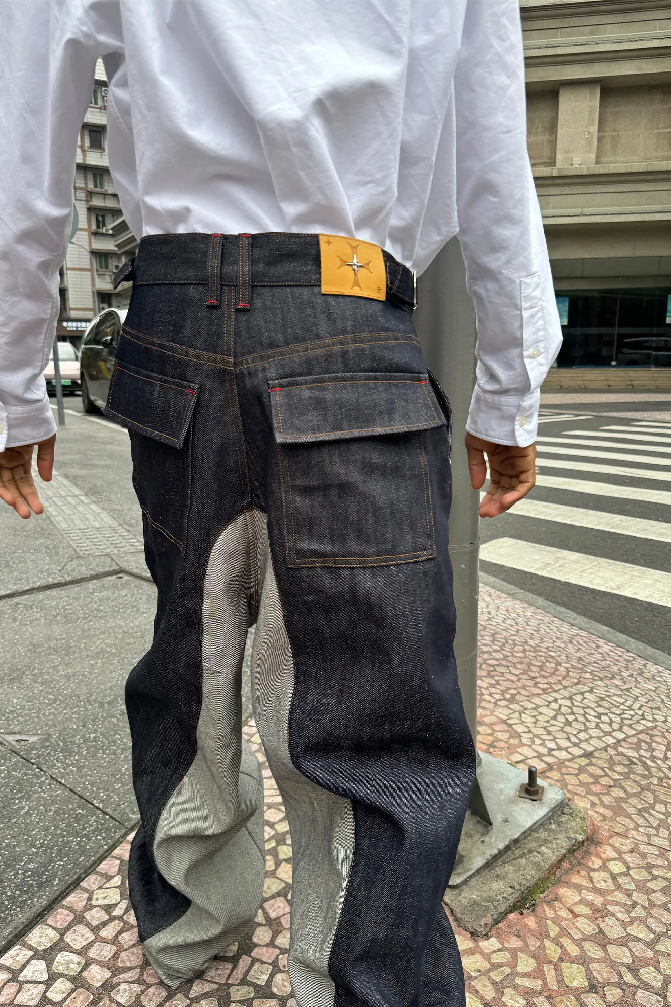 STEEPC Inverted Panel Snap-Fly Raw Jeans