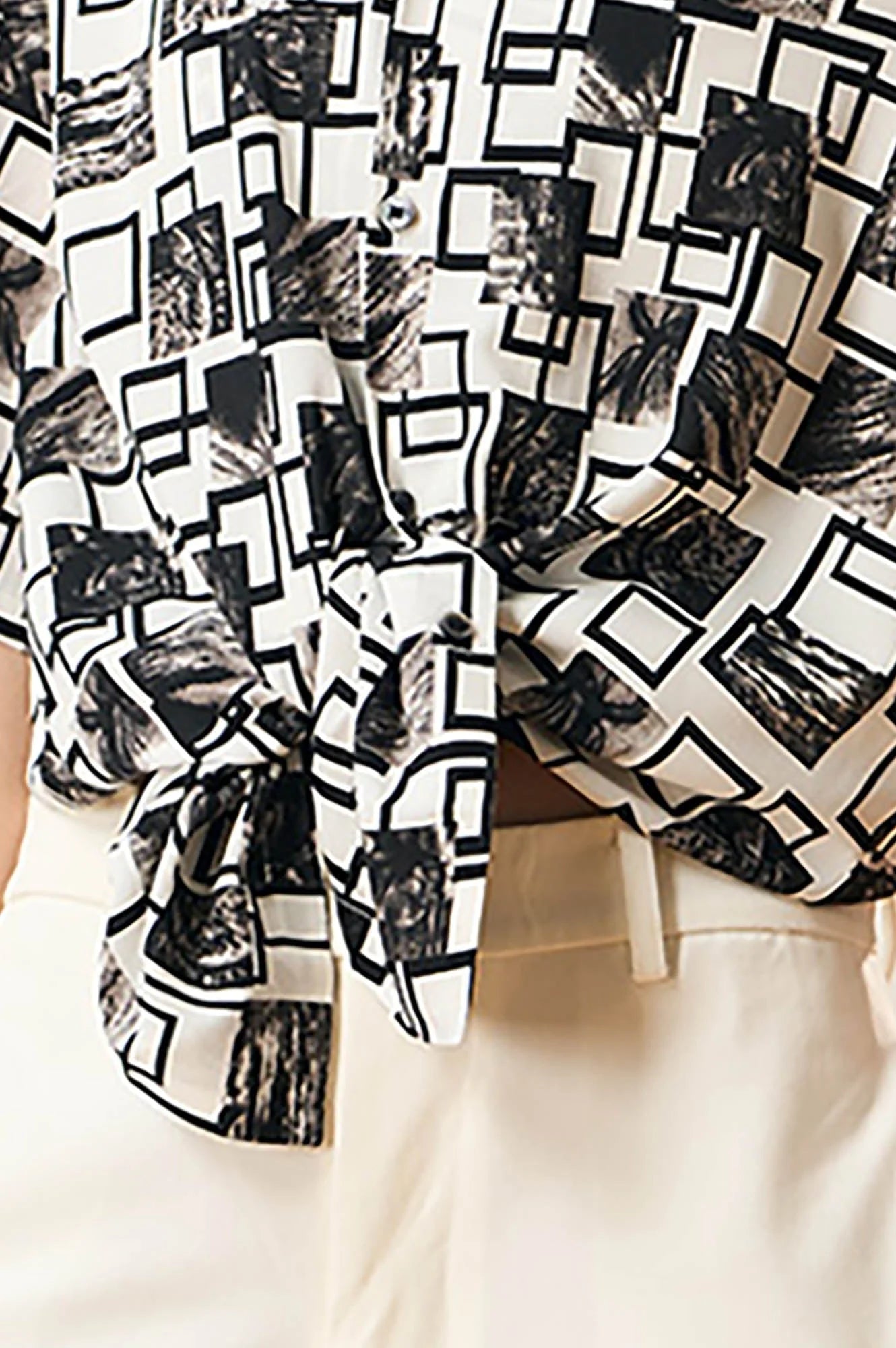 EPIC POETRY Monochrome Collage Grid Cuban Half Shirt