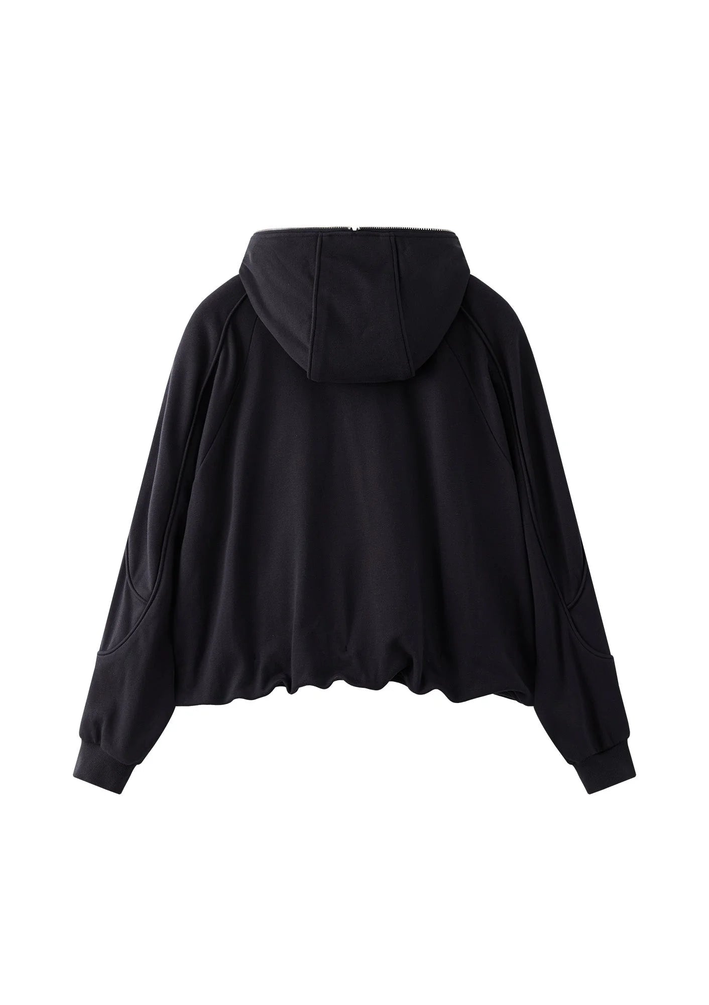 ORGANIC EMOTION Curved Panel Drawstring-Hem Zip-Up Hoodie