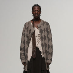 ILNya Nieternite Nifutur Wool-Blend Argyle Jacquard Cardigan Brown