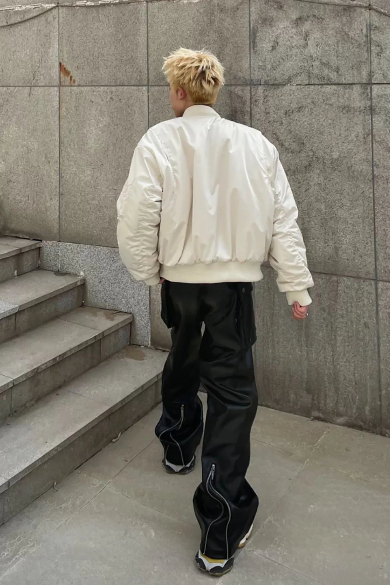 FORFEARTHAT Glossy Panel Zip Hem PU Cargo Pants