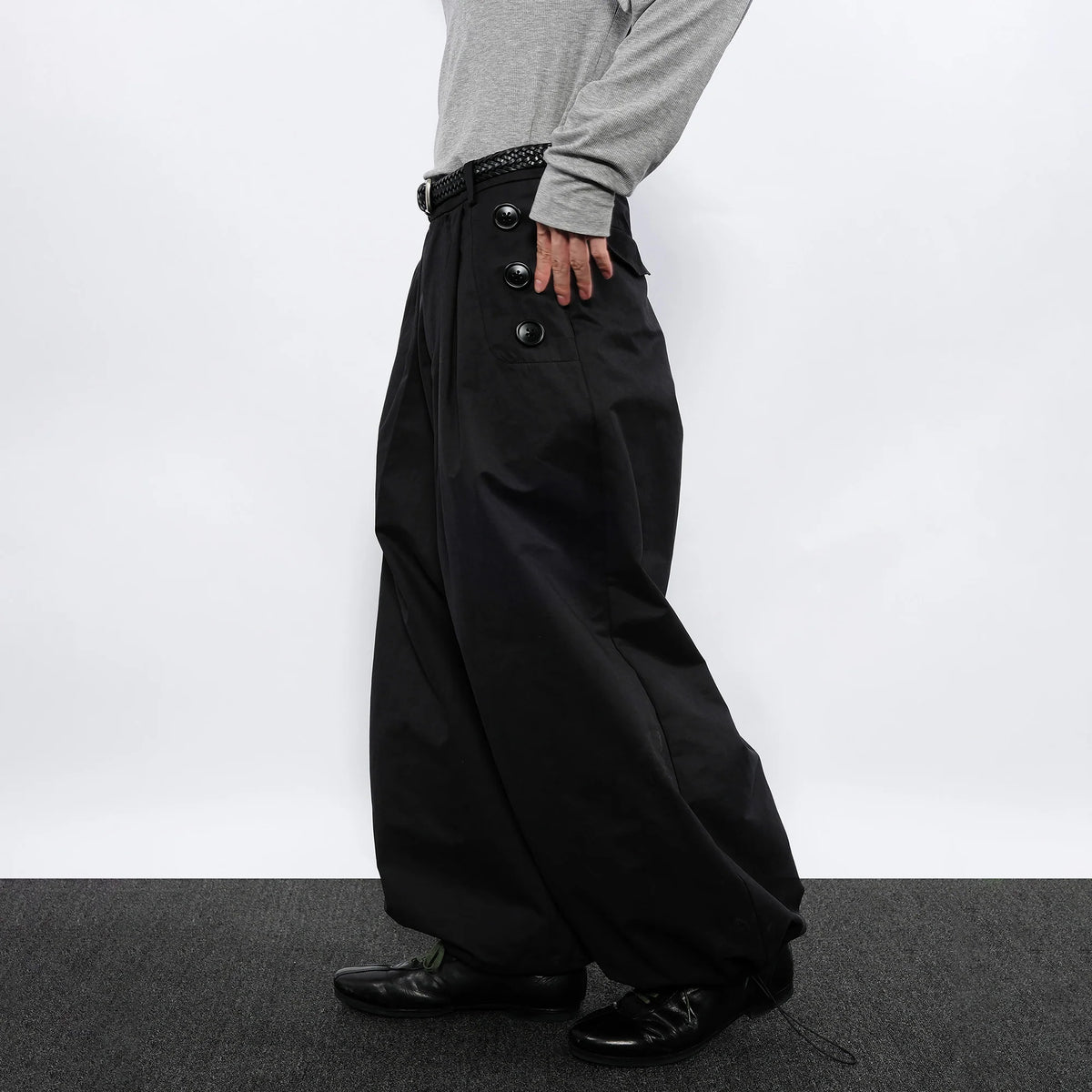 7440 37 1 Side-Button Drawcord Balloon Pants