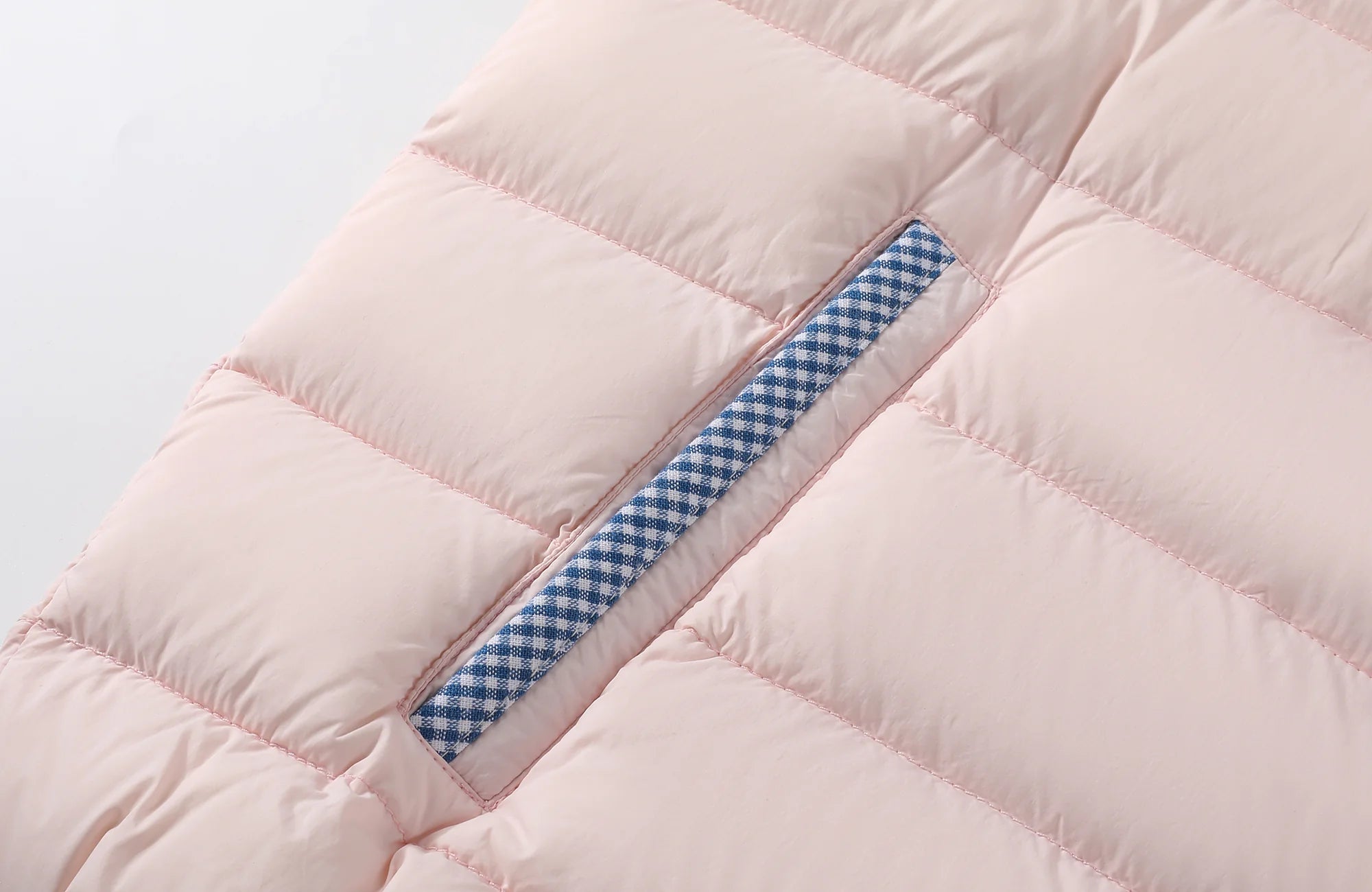 DONSMOKE Plaid Trim Hooded Down Puffer