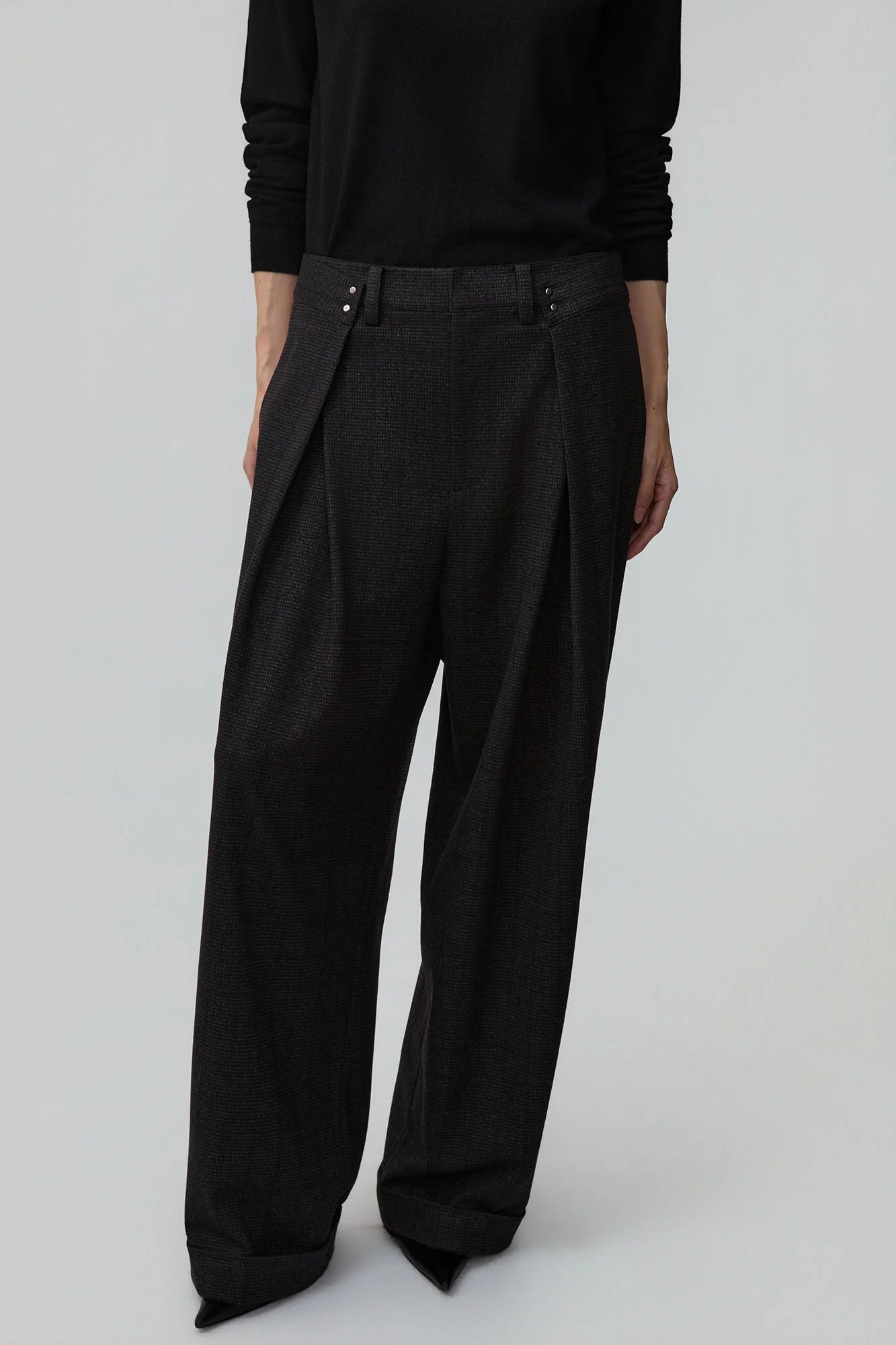 OPICLOTH Double-Pleated Mini-Check Trousers