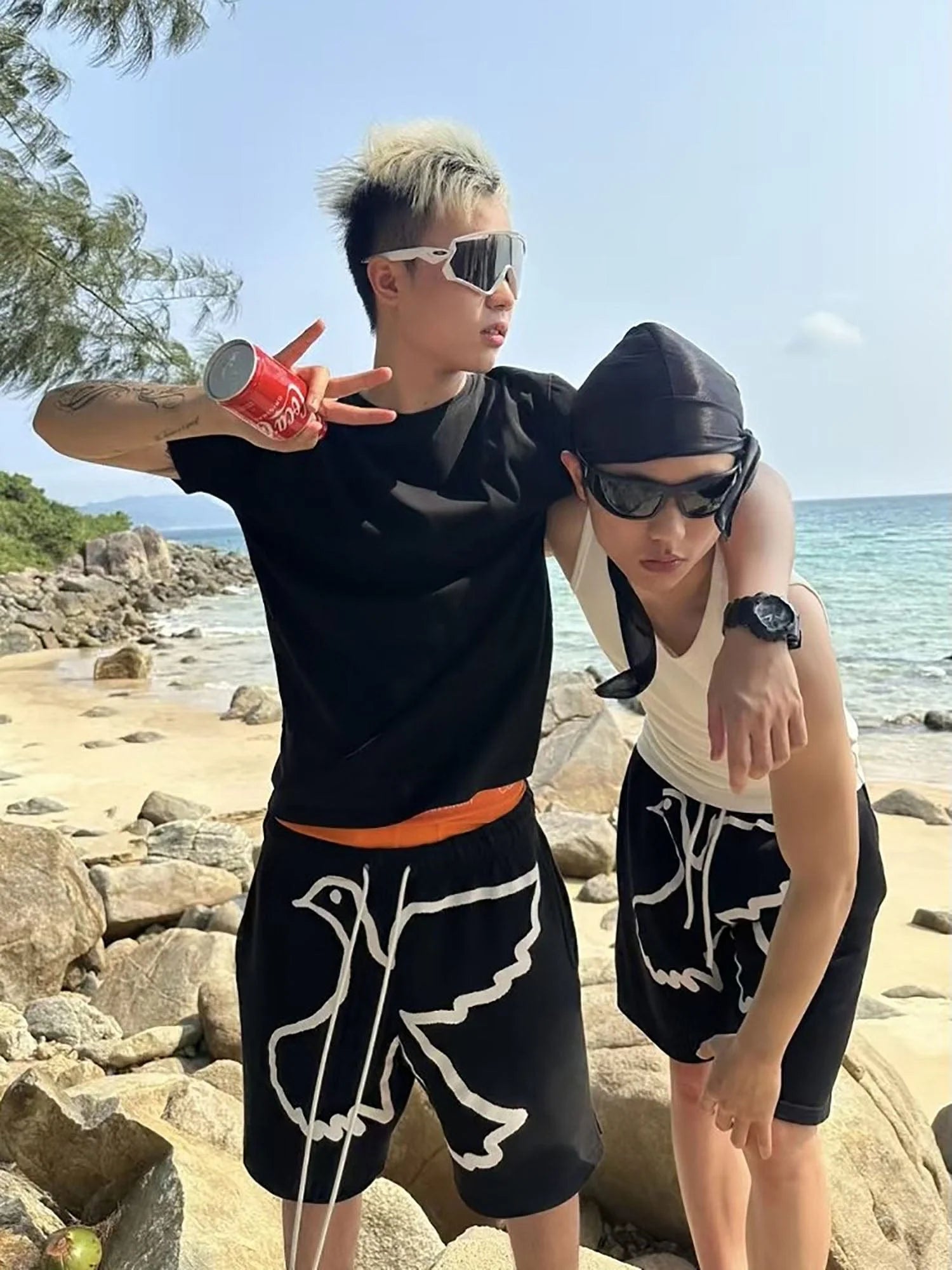 VINKID Dove Graphic Drawstring Sweat Shorts