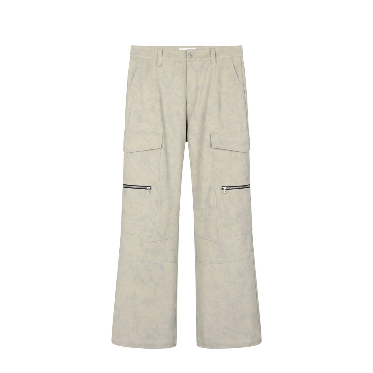 OKAYTHXBYE Muted Marble Multi-Pocket Panel Flared Cargo Pants