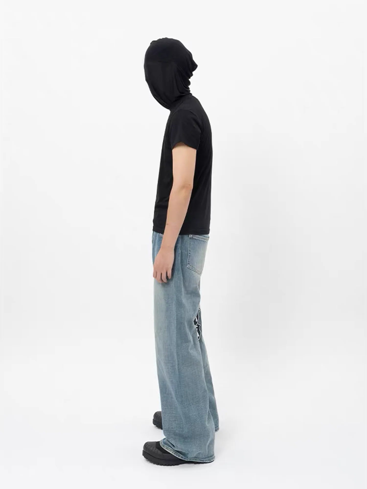 NOTHINGNESS WORLD Washed Tongue Embroidered Denim Pants