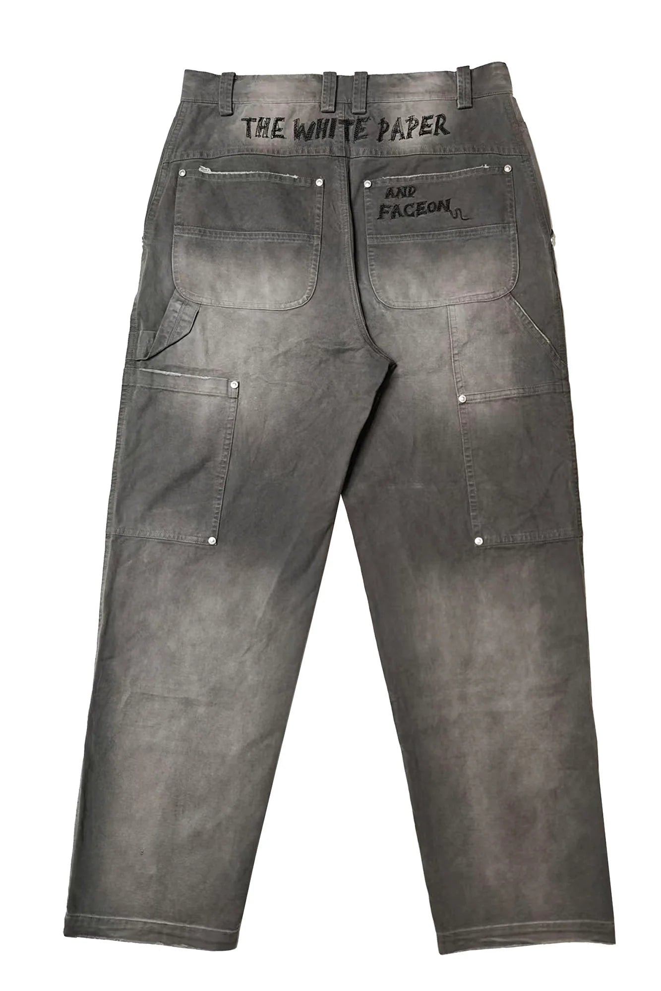 FACEONLAB Distressed Washed Double-Knee Pants