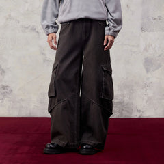 ALVNG AR ANTS Washed Big Pockets Wide-Leg Cargo Pants