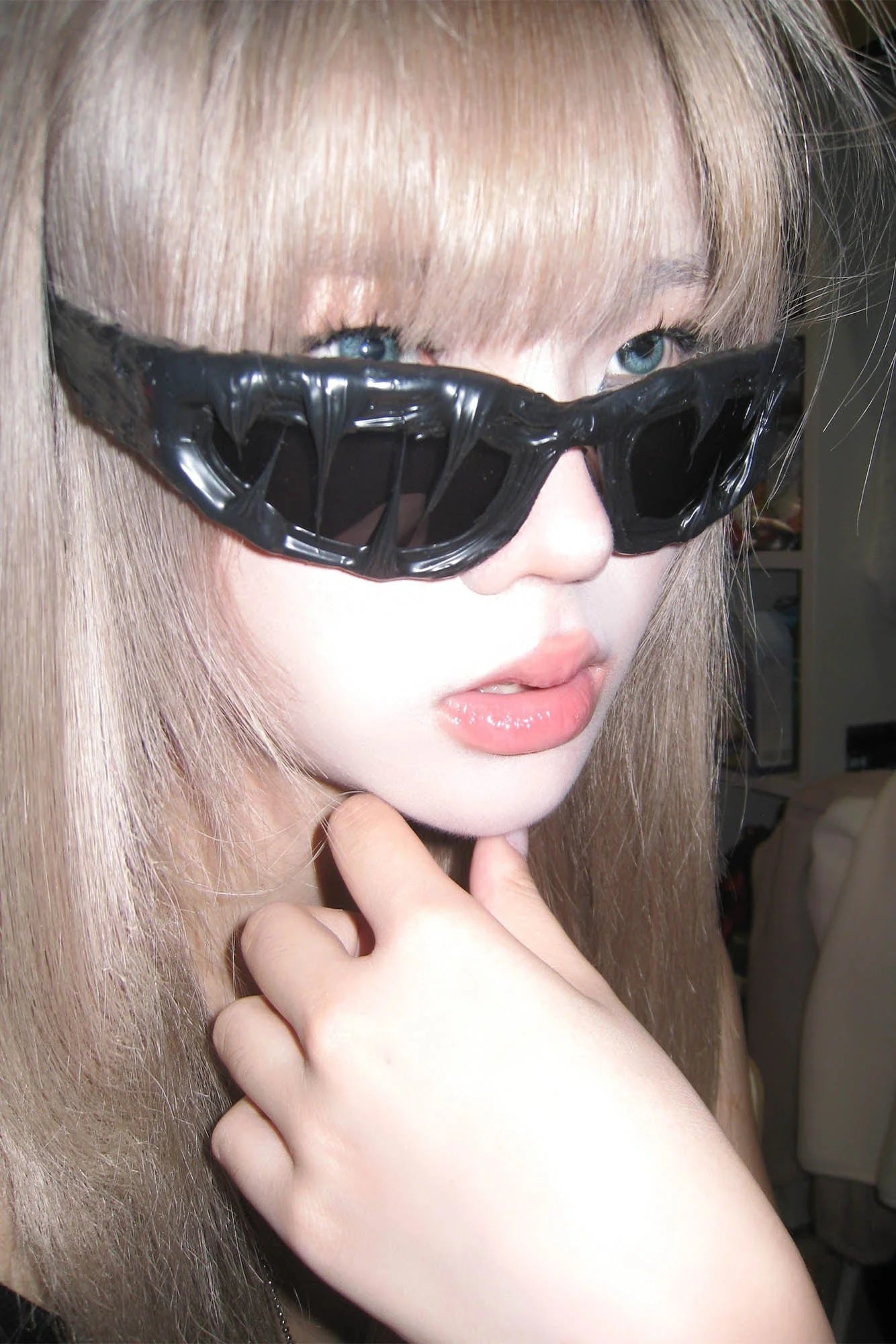 Pi0neeR Venom Melt Dripped Resin Sunglasses Black
