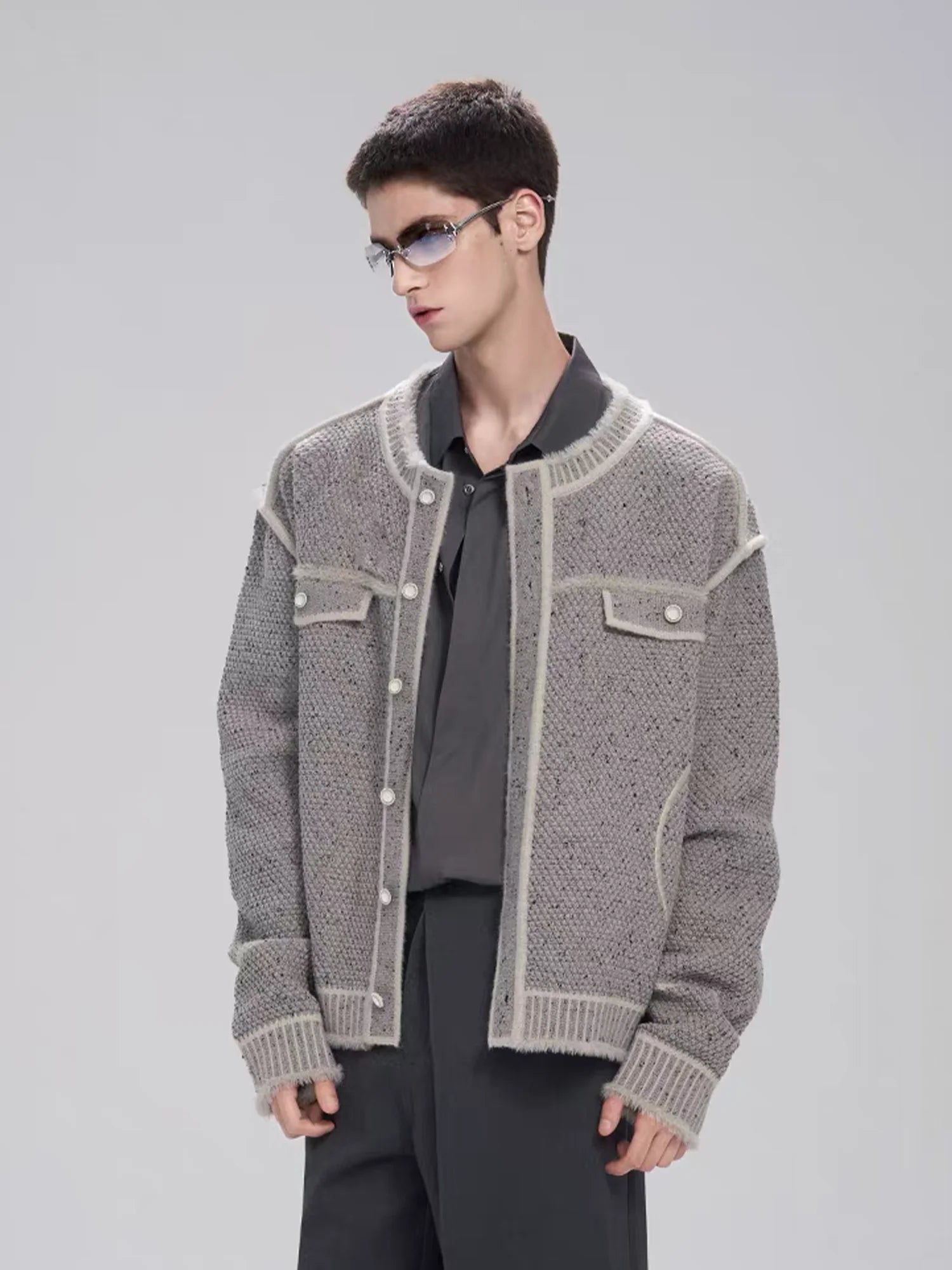 TIWILLTANG Contrast Stitch Knit Jacket