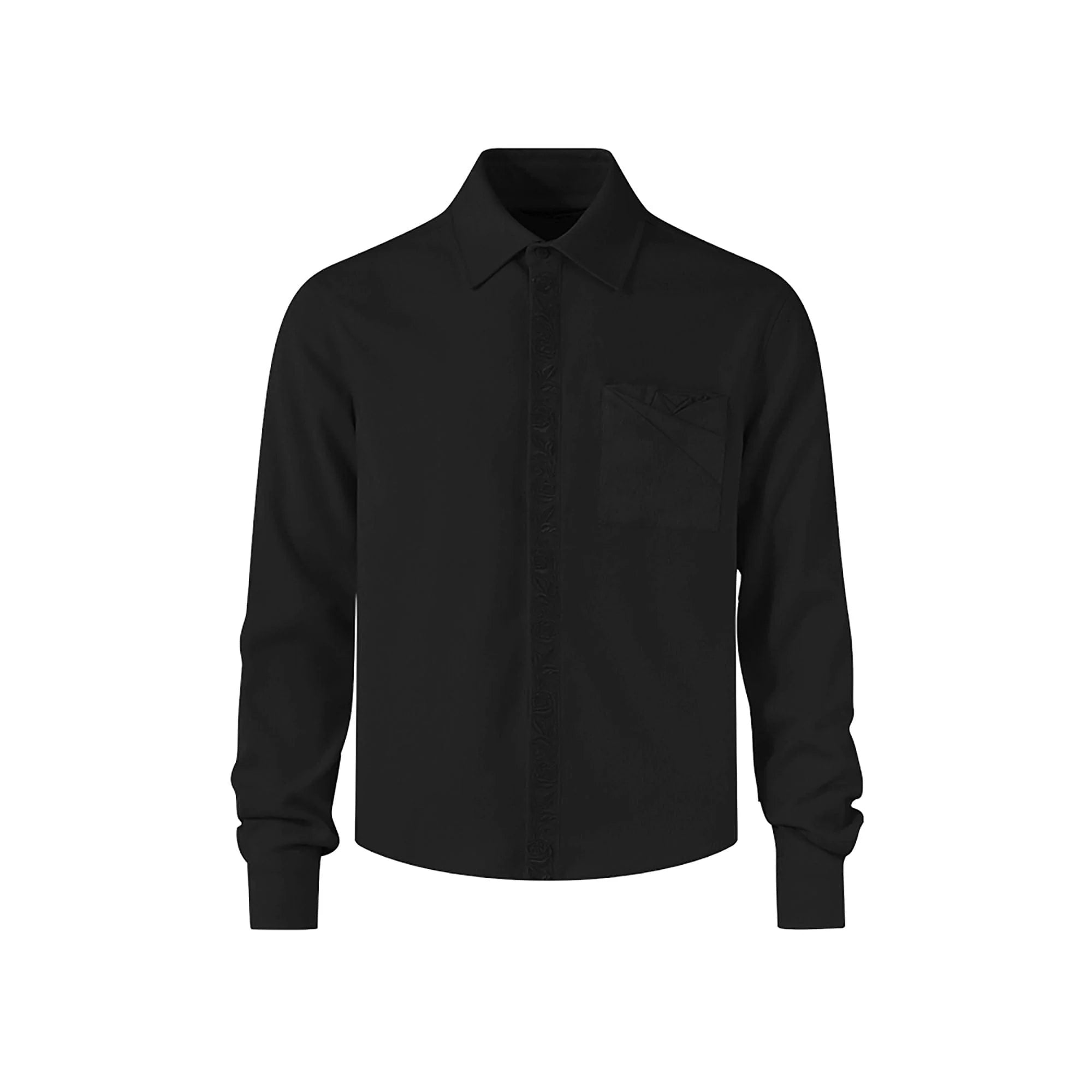 KREATE Floral Jacquard Trim Pocket Shirt