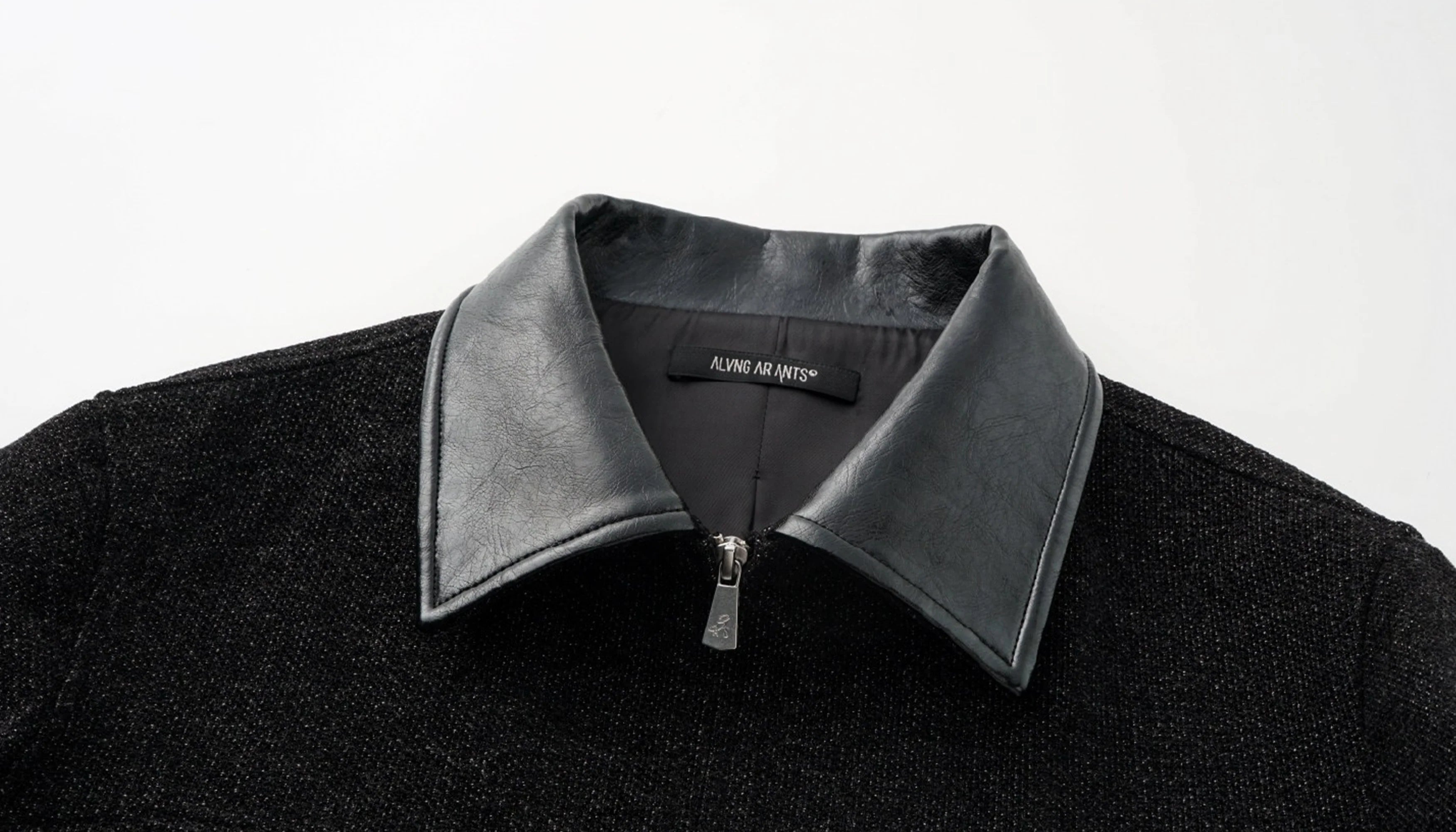 ALVNG AR ANTS Tweed Panelled PU-Collar Jacket