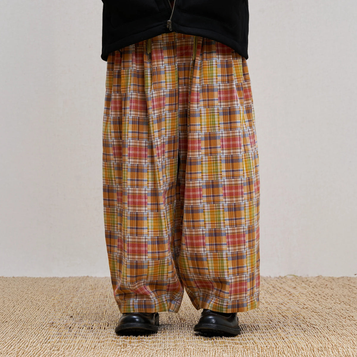UNLIMITED MOTE Patchwork Plaid Balloon Pants