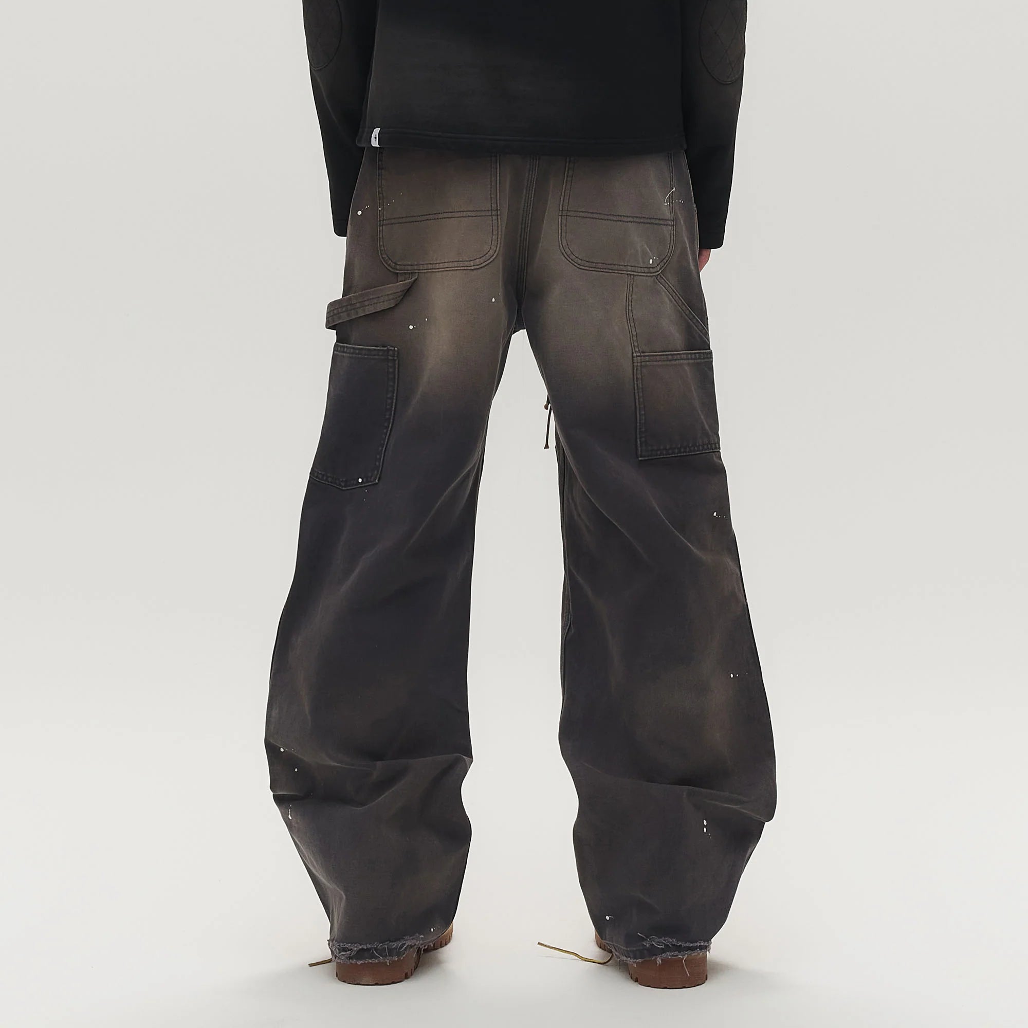 SAVAGEGROWTHWORLD Distressed Double-Knee Splatter Jeans