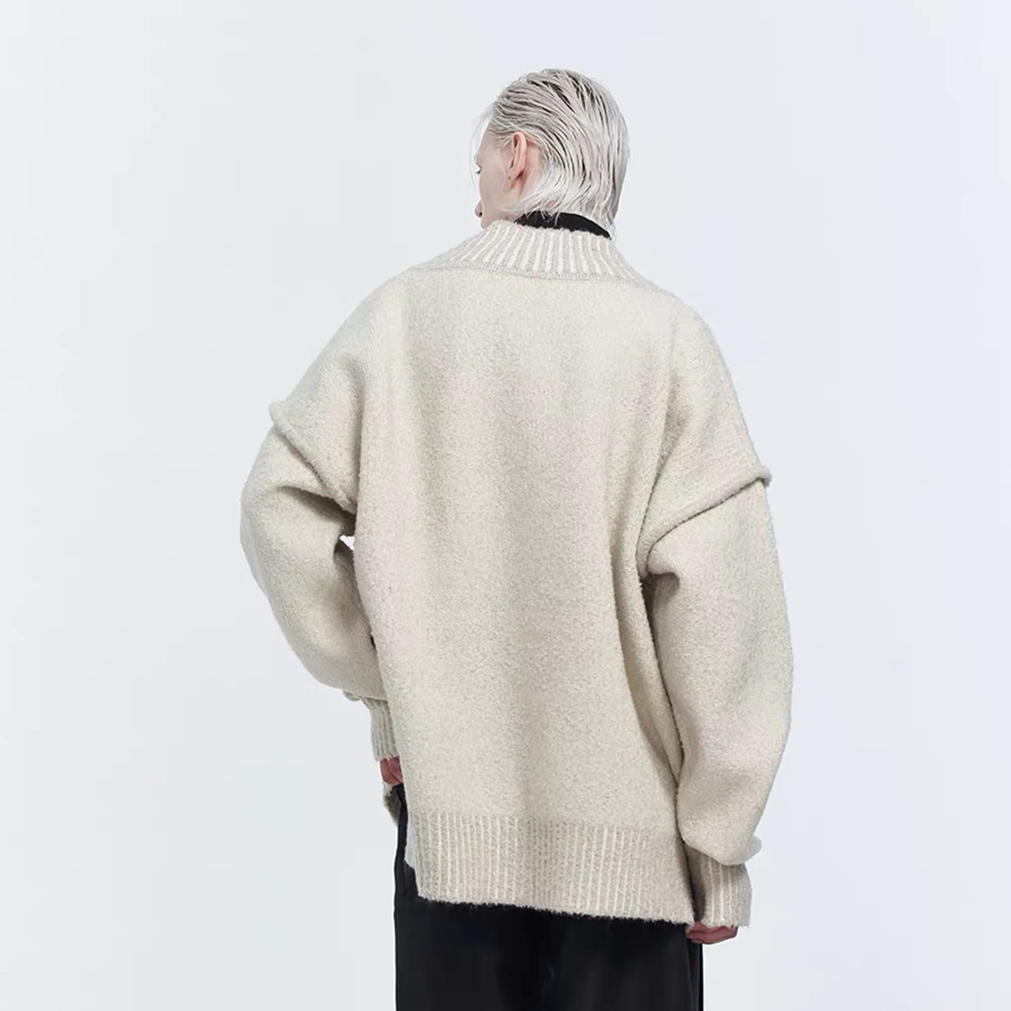 TIWILLTANG Retro Oversized V-Neck Sweater