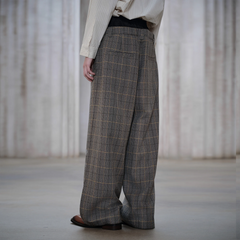 FACEONLAB Contrast Double-Waist Plaid Graphic Trousers