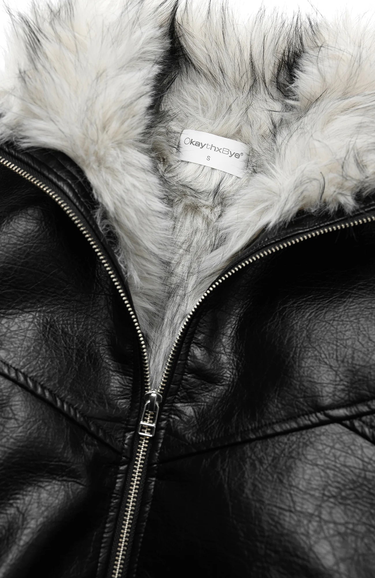 OKAYTHXBYE Faux Leather Fur-Lined Bomber