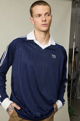 UMAMIISM Contrast V-Neck Stripe Long-Sleeve Tee