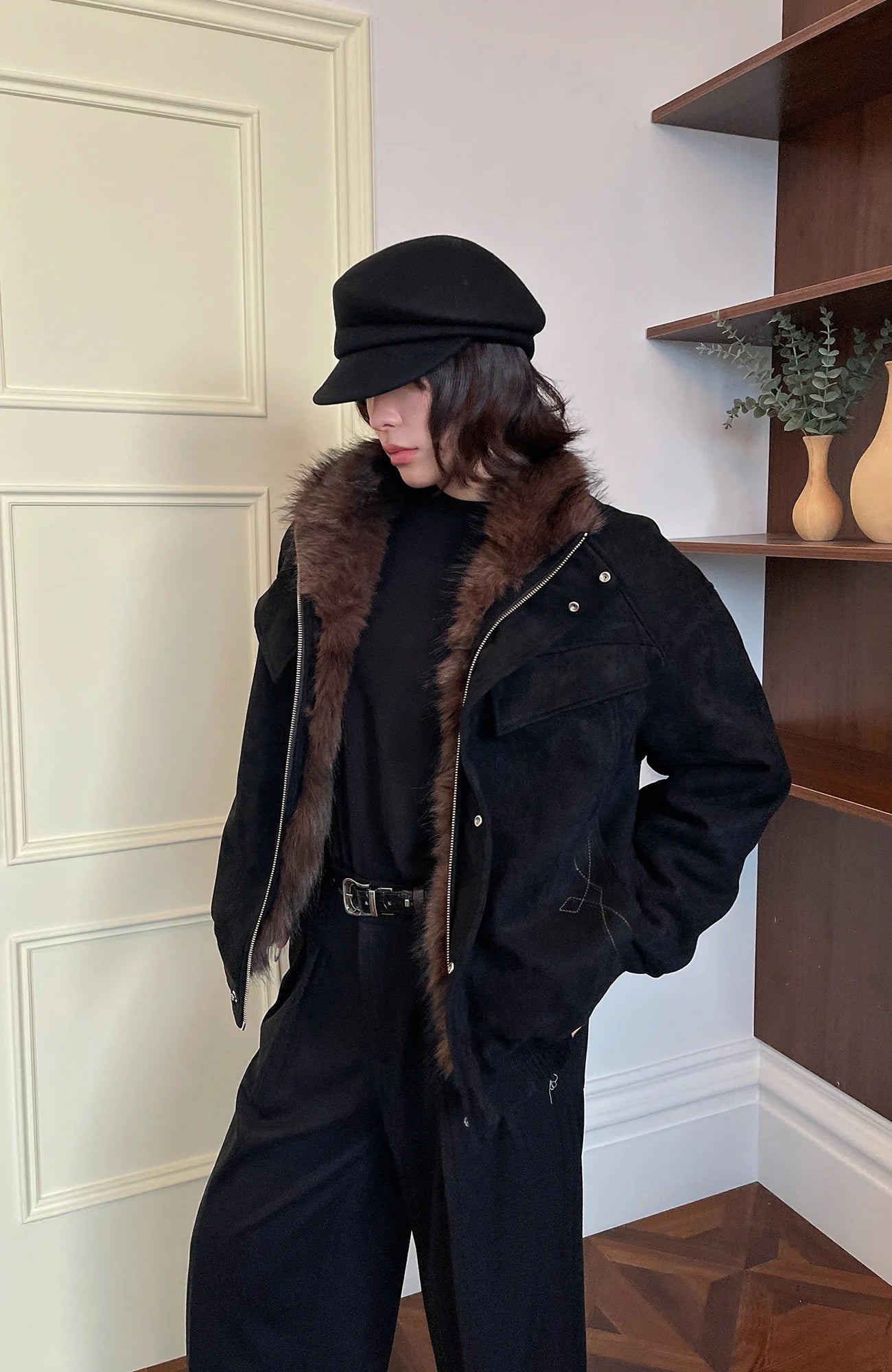 OKAYTHXBYE Faux Fur-Lined Utility Bomber