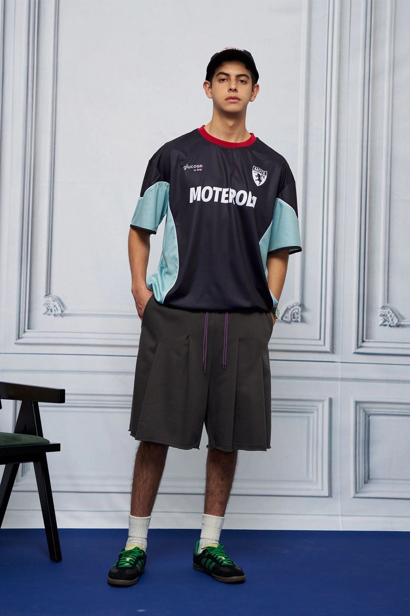 UNLIMITED MOTE x glucose by RMK Contrast Spliced Drawstring Hem Jersey