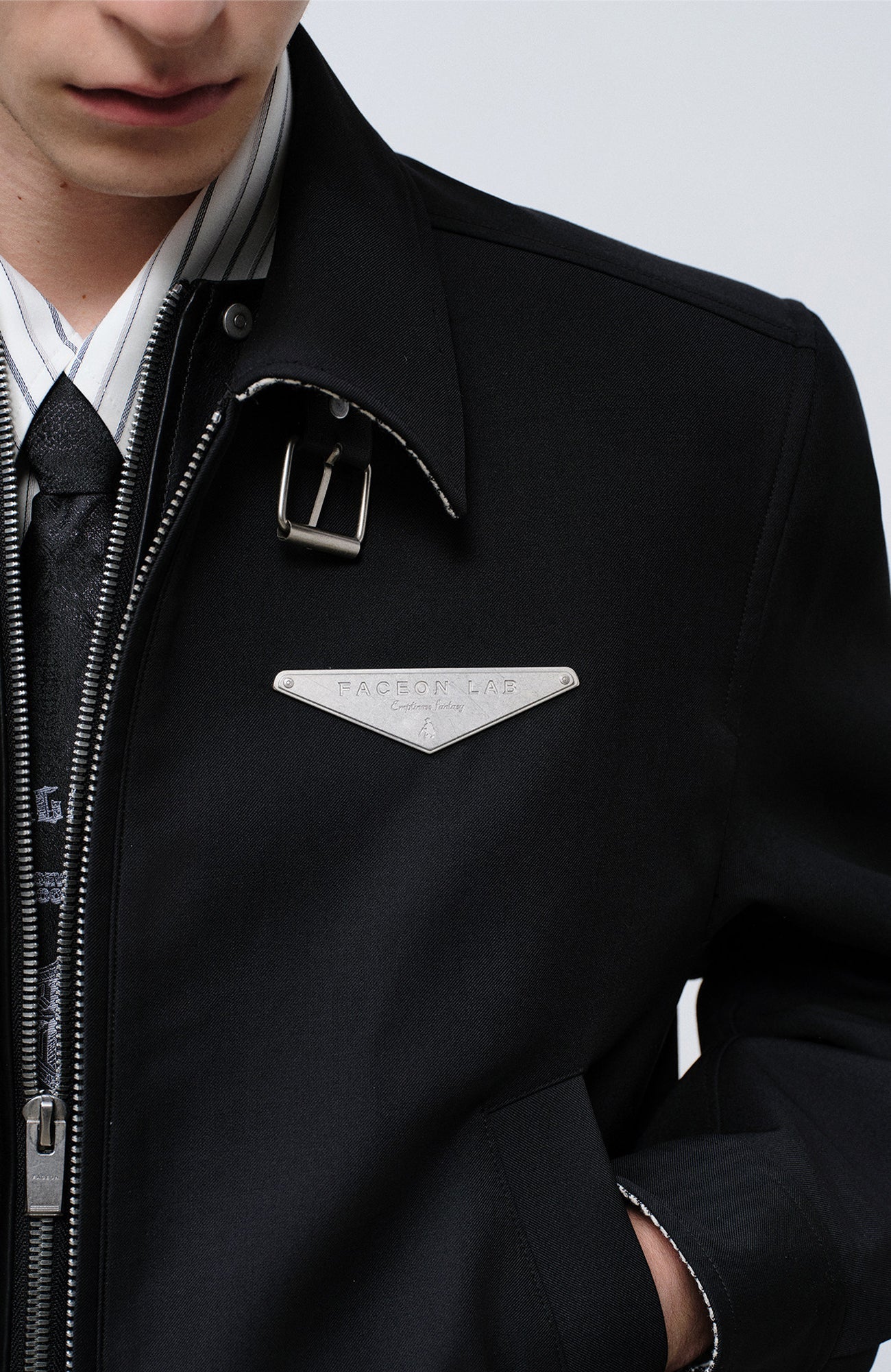 FACEONLAB Cropped Harrington Zip Jacket Black
