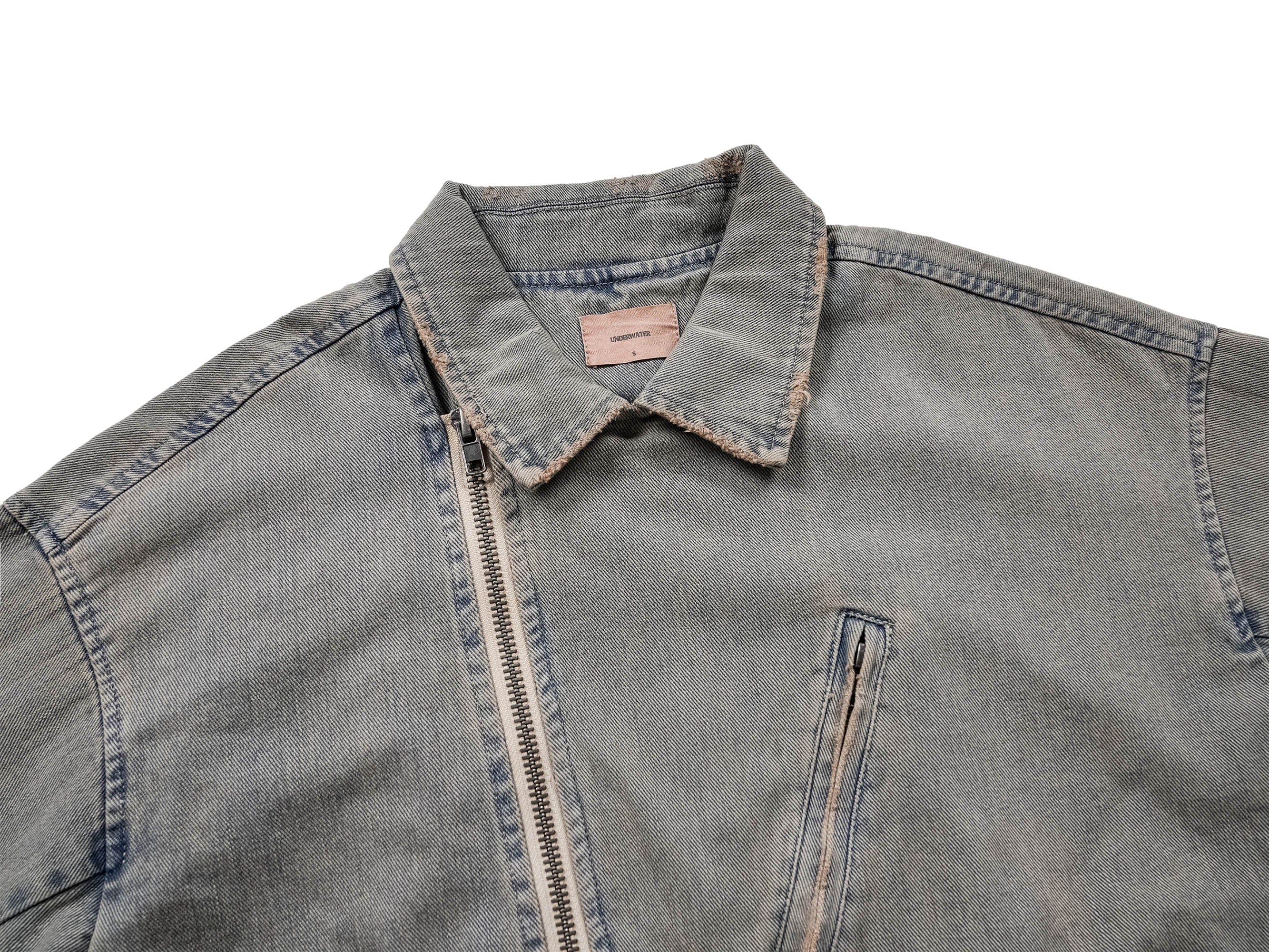 UNDERWATER Acid Wash Zipper Biker Jacket