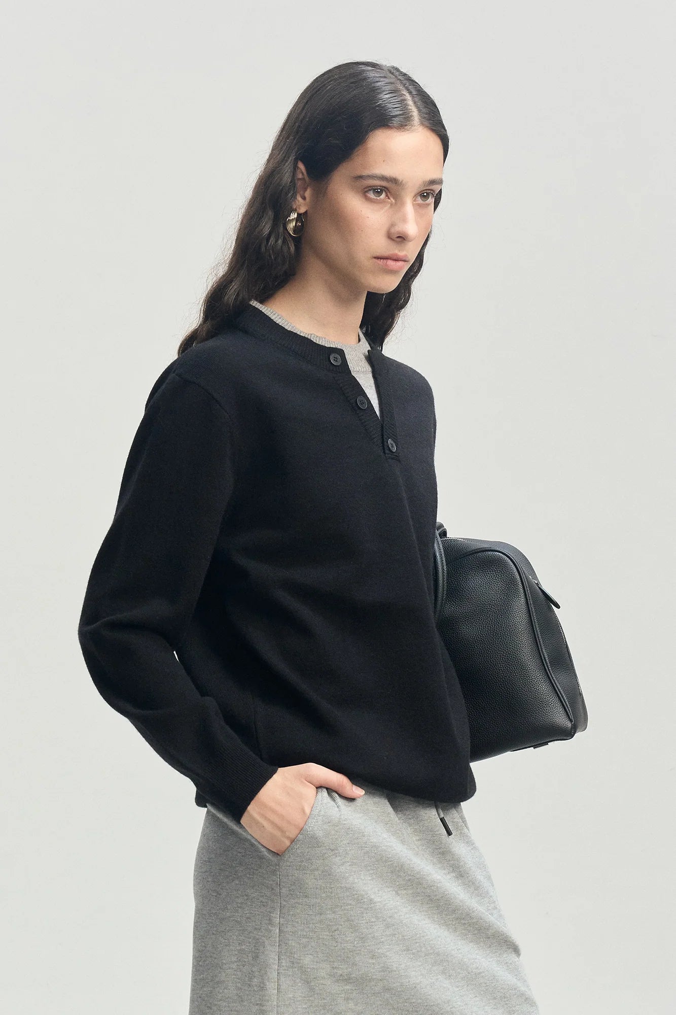 LEONSENSE Faux-Layered Henley Sweater