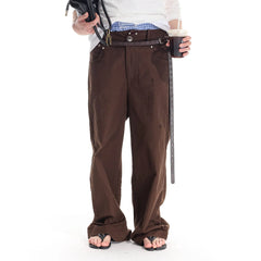WHISTLEHUNTER Distressed Rivet Straight-Leg Pants