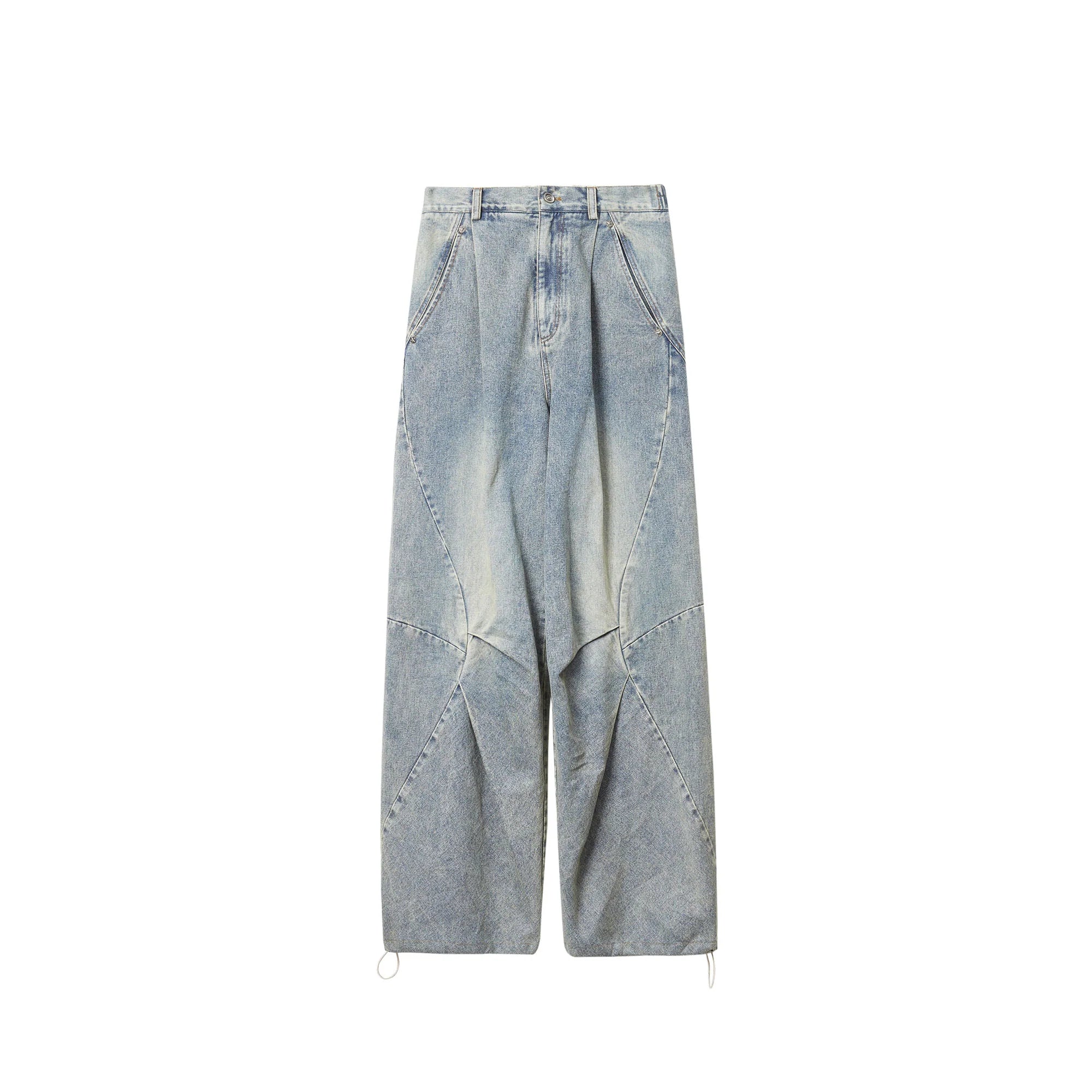 ERROR CODE ROBOT Washed Curved Pleated- Knee Jeans