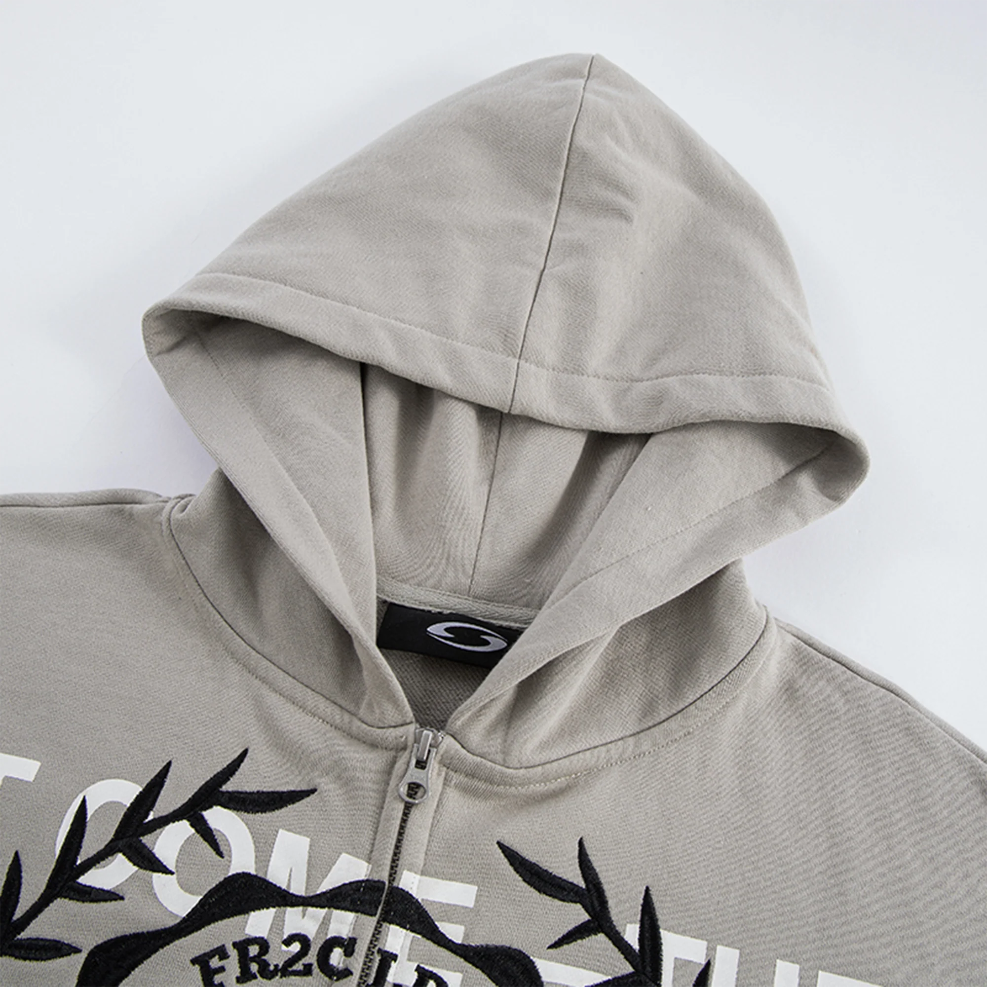 F2CE Embroidery Slogan Graphic Zip-Up Hoodie