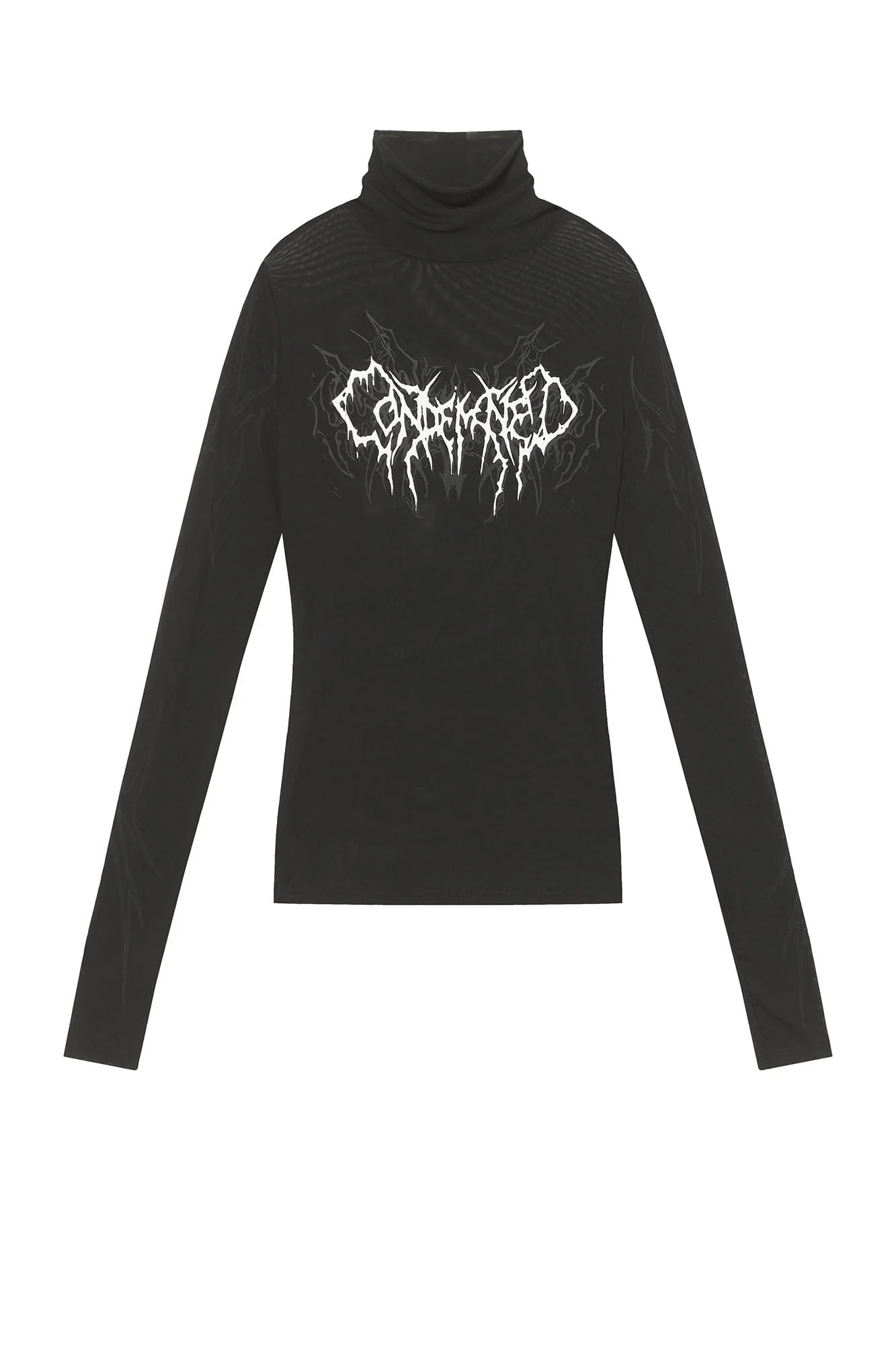 CLP Abstract Graphic Mesh Sheer Slim Turtleneck