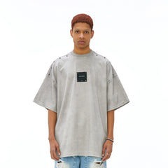VANN VALRENCE Washed Studded Box Patch T-Shirt