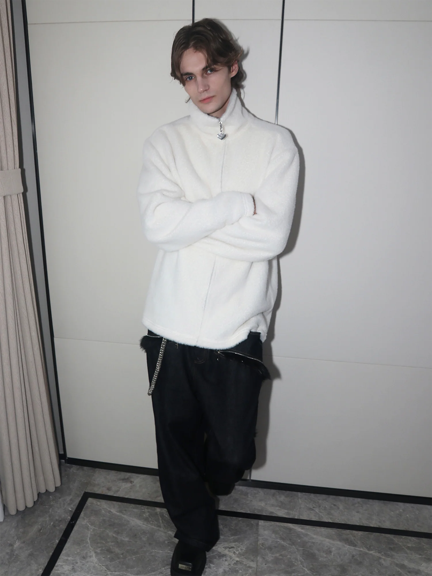 ASSEEN Asym-Zip Mohair Cardigan