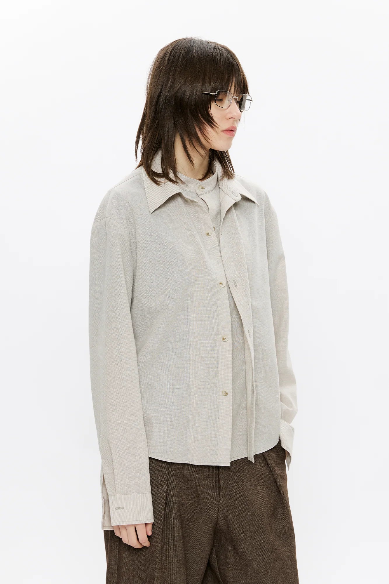 KREATE Linen Layered Check Shirt