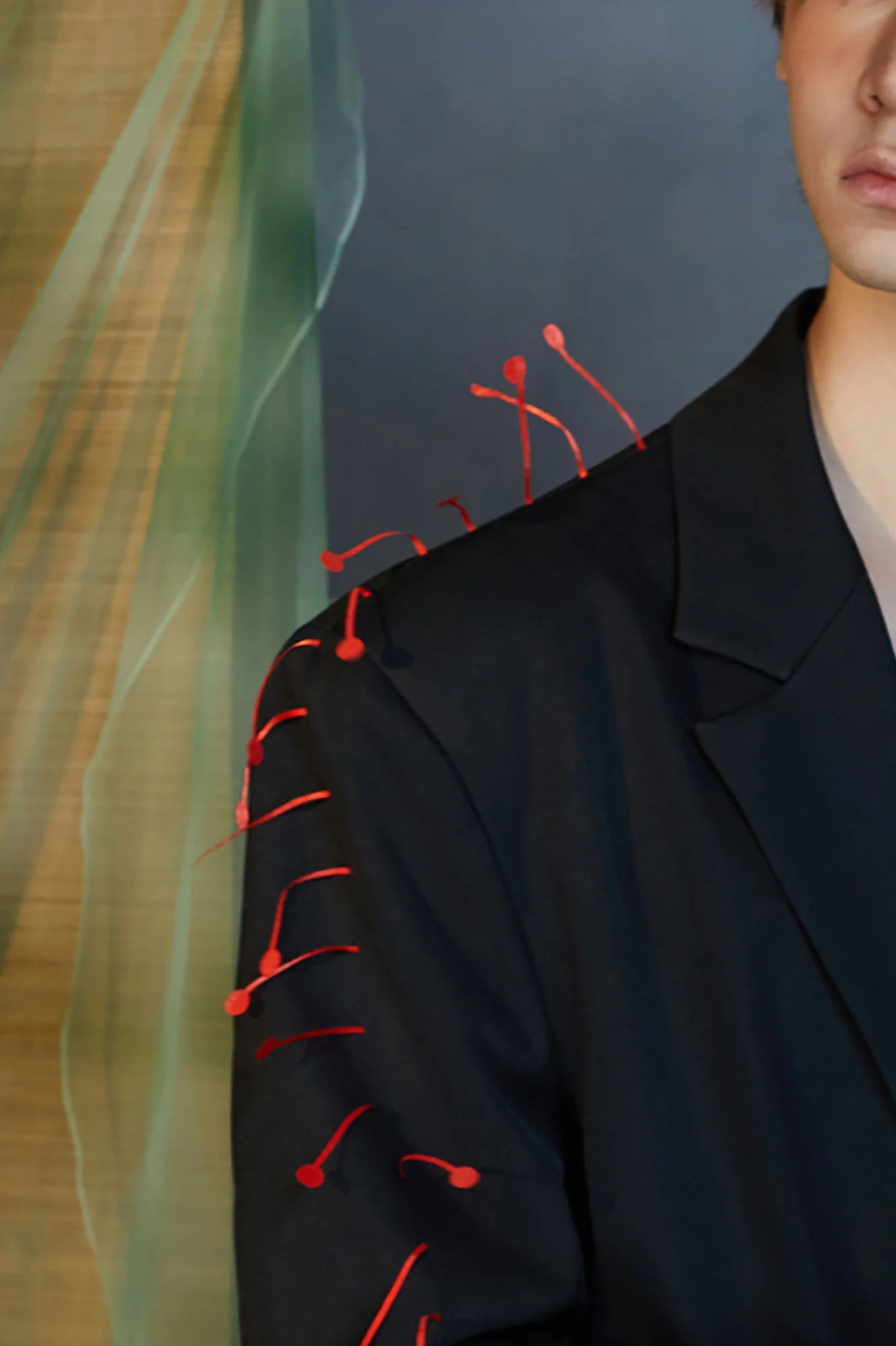 JIECHI Spiked Embellished Oversized Blazer