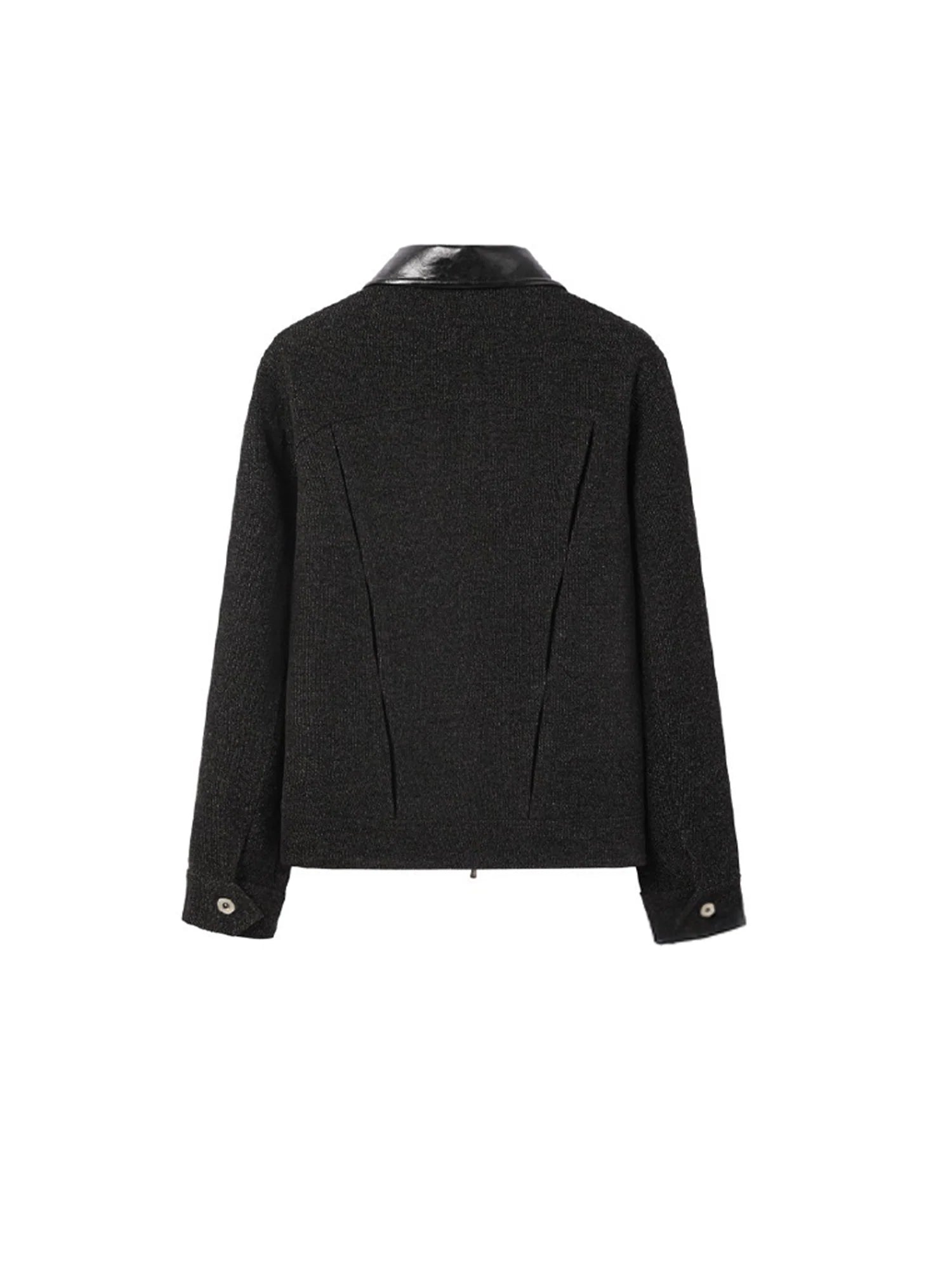 ALVNG AR ANTS Tweed Panelled PU-Collar Jacket
