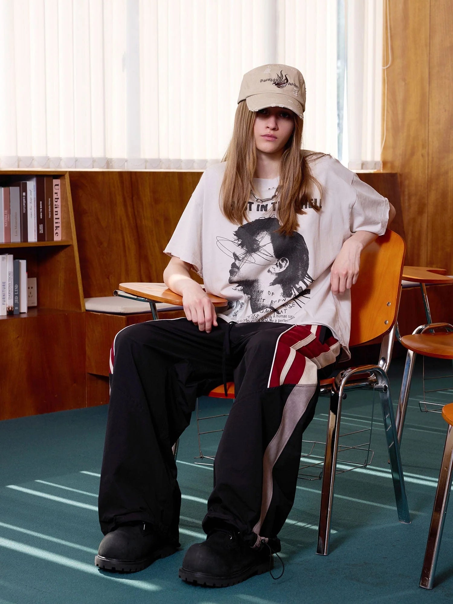 ERROR CODE ROBOT Diagonal Stripe Suede Track Pants