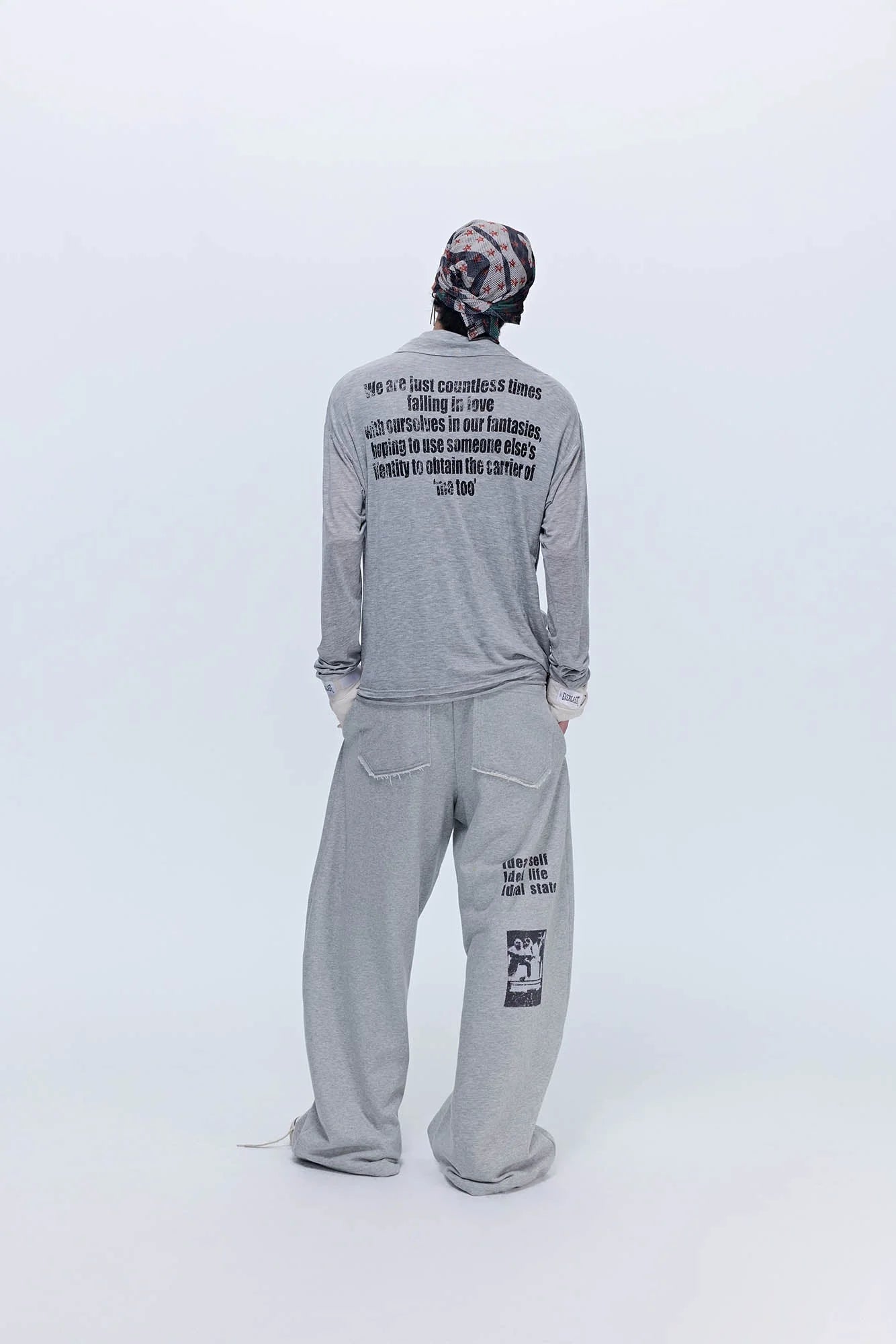 SAVAGEGROWTHWORLD Slogan Curved Drawstring Sweatpants